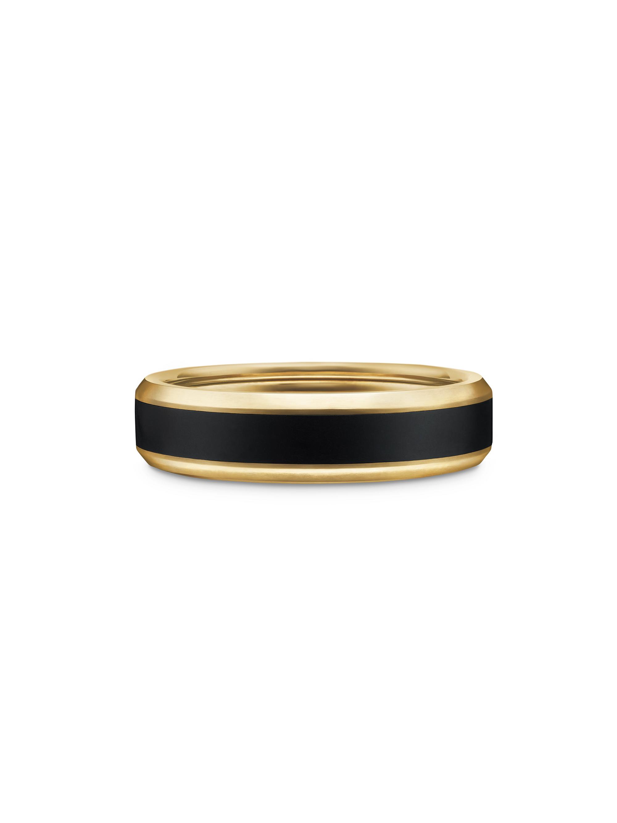 David Yurman Men's Beveled Band Ring in 18K Yellow Gold - Black