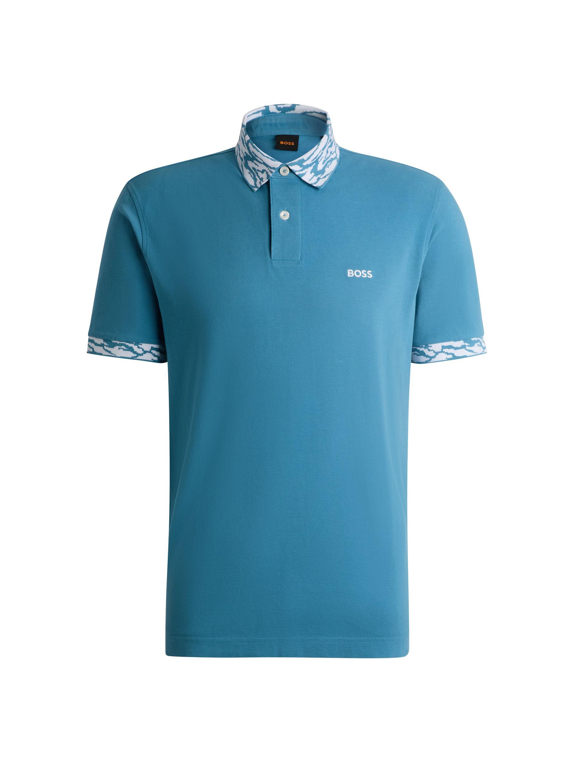 BOSS Men's Cotton-Pique Polo T-Shirt - Blue
