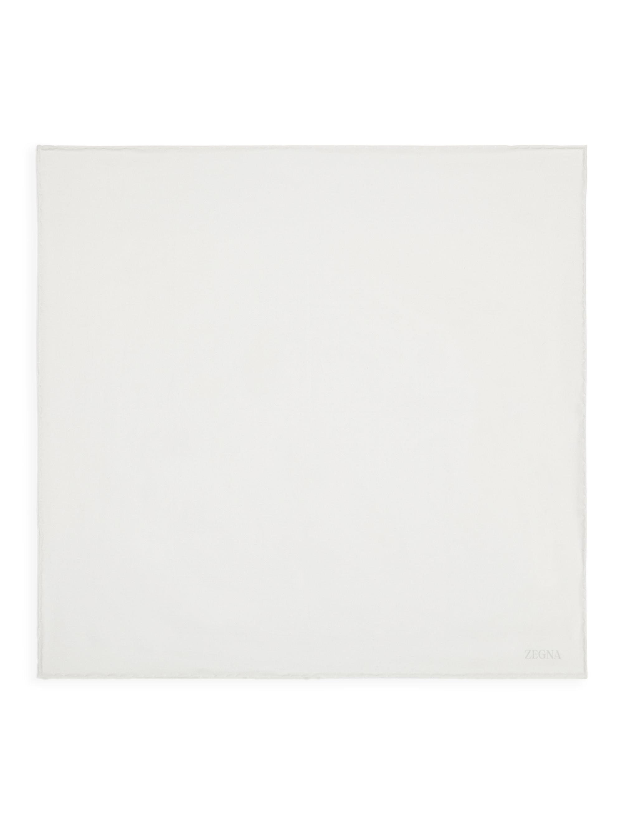 ZEGNA Men's Cotton and Silk Pocket Square - White