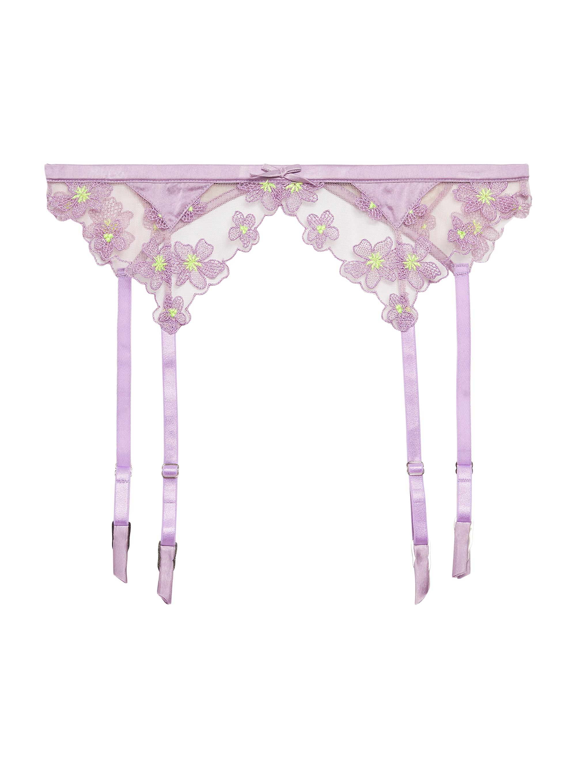 Fleur du Mal Women's Petal Embroidery Garter - Spring Lavender
