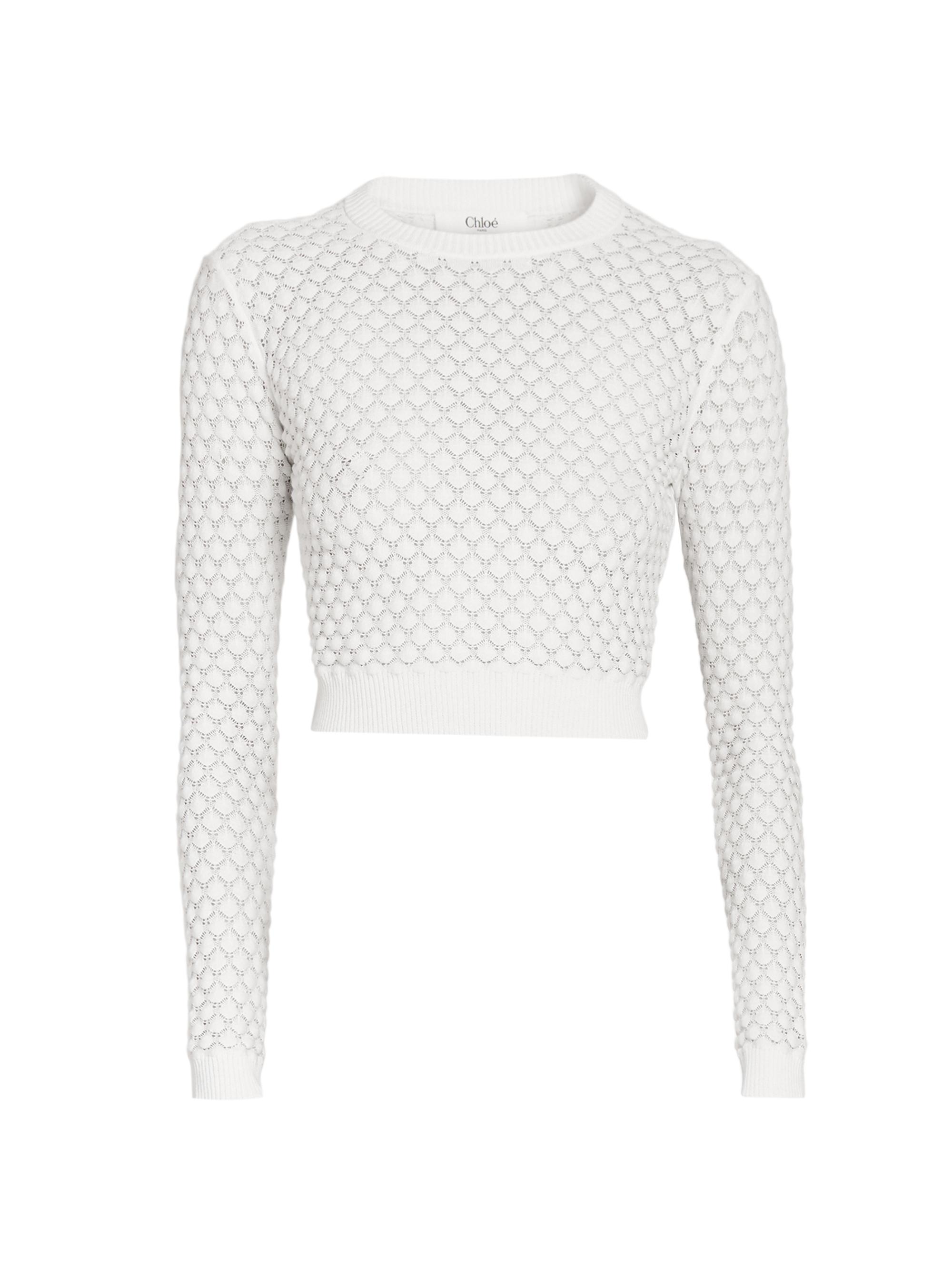 Chloé Women's Pointelle Crewneck Sweater - Iconic Milk