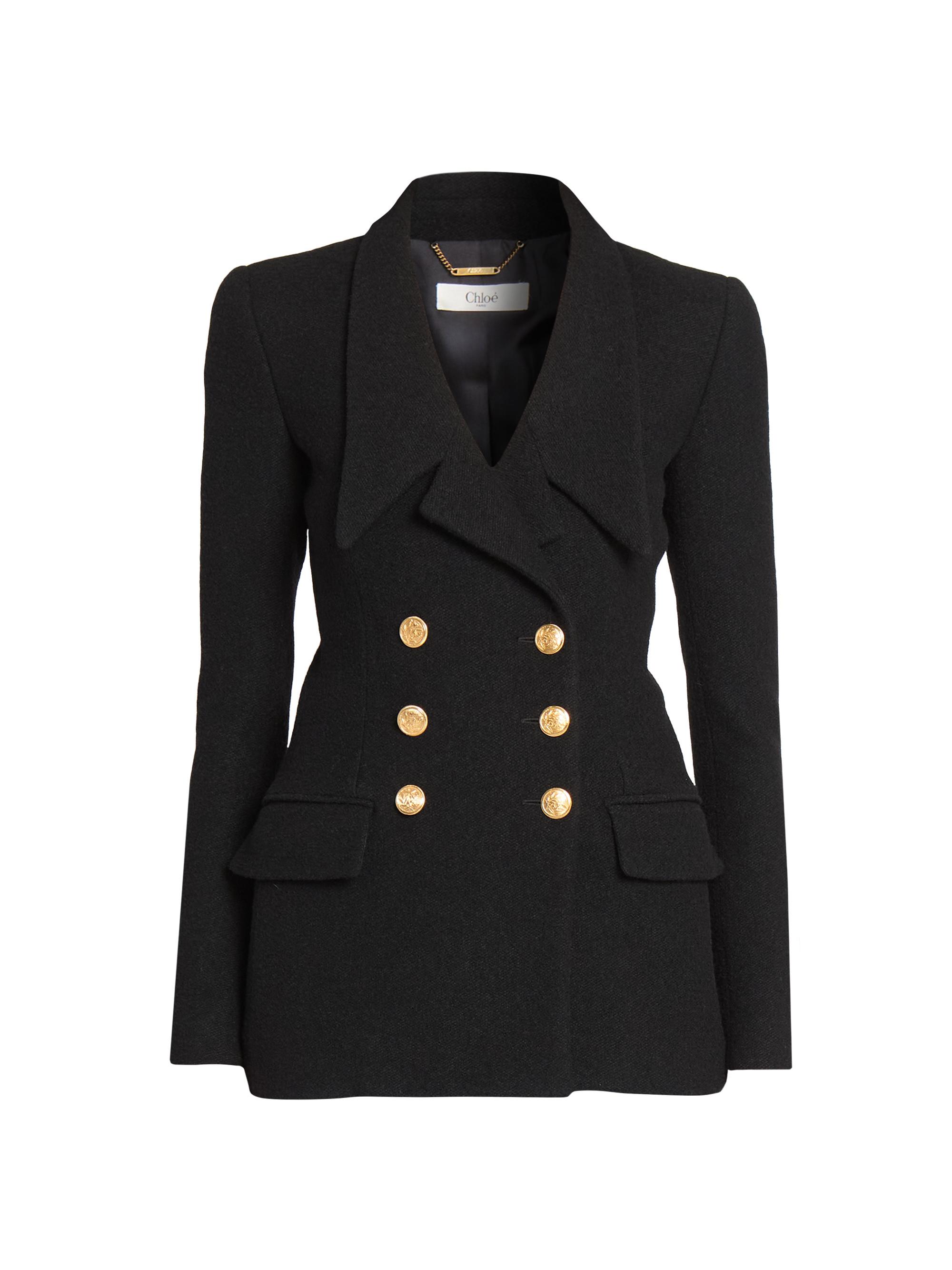 Chloé Women's Wool-Blend Double-Breasted Blazer - Black