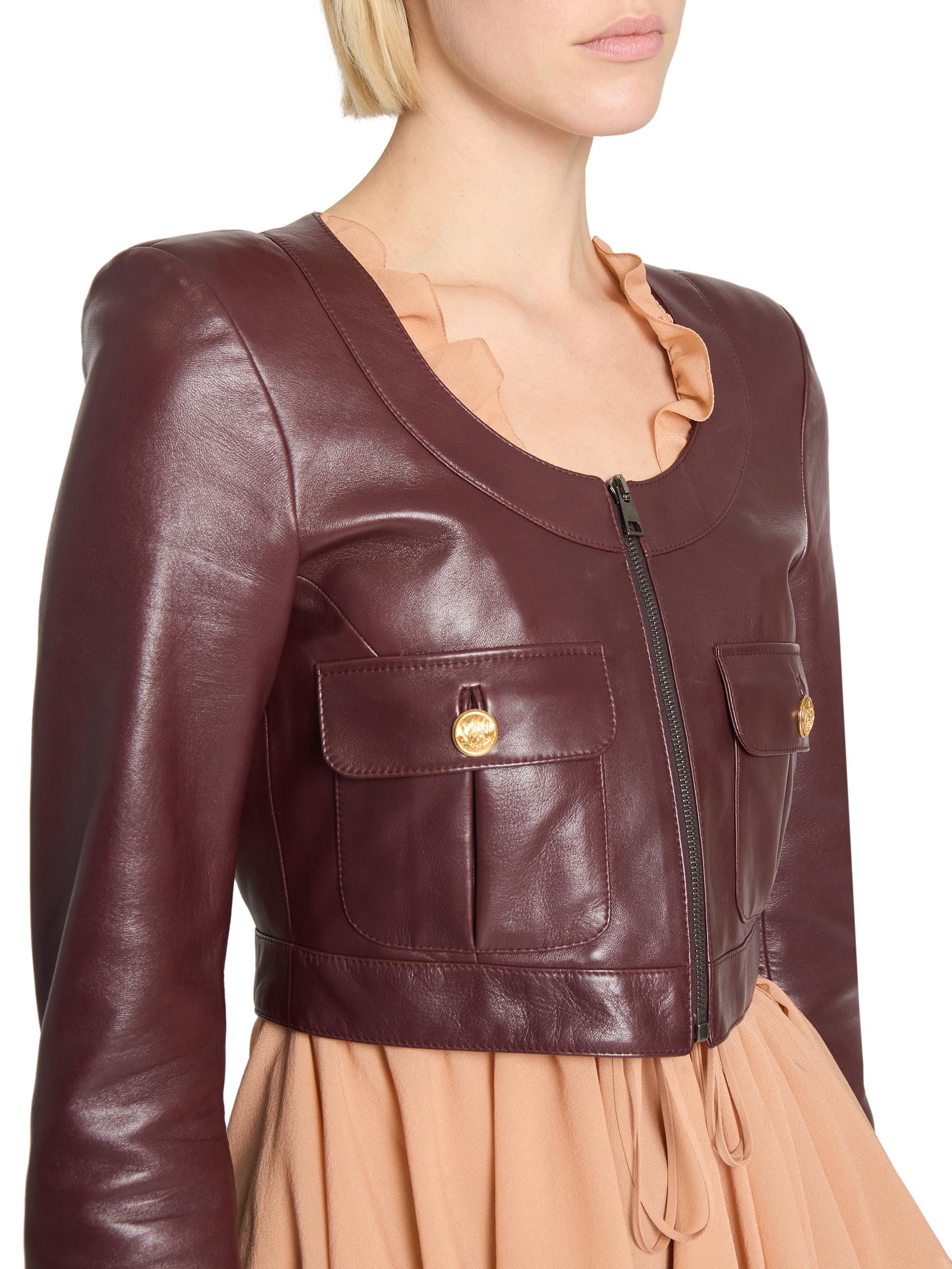 Chloé Leather Crop Jacket | Saks Fifth Avenue