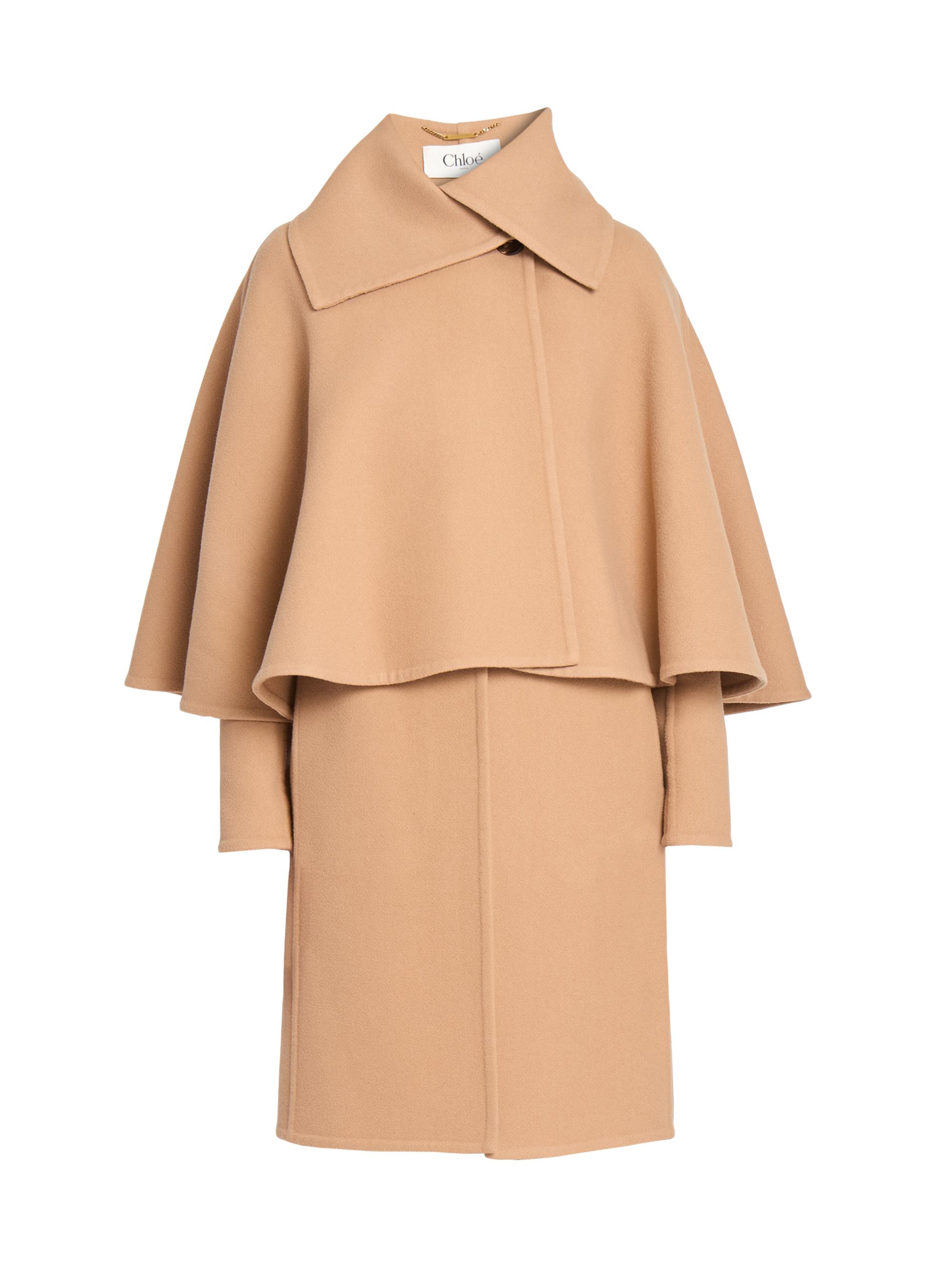 Chloé Women's Cape-Overlay Wool & Cashmere Coat - Soft Tan