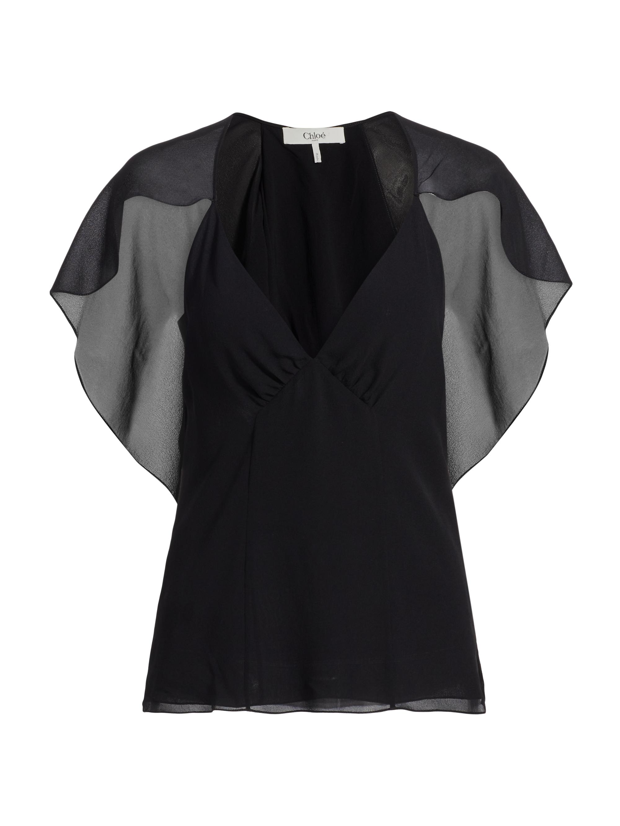 Chloé Women's Silk Cape Top - Black