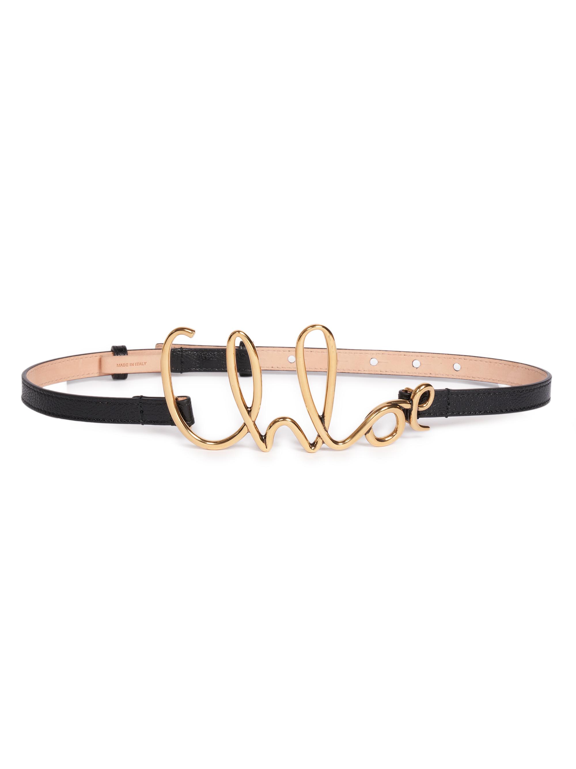 Chloé Women's Cursive Logo Leather Belt - Black