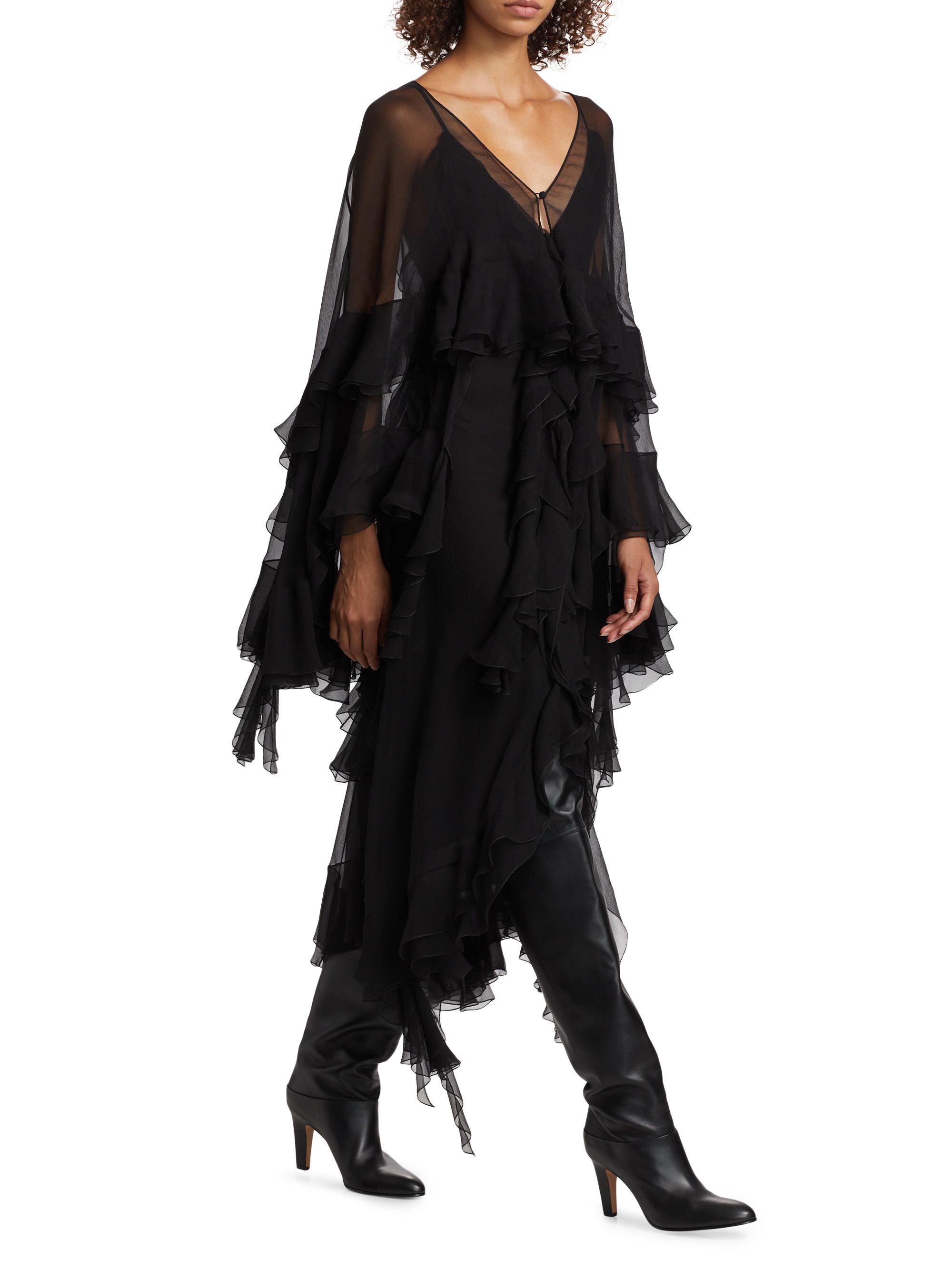 Wavlynn Silk Chiffon Maxi Dress With Side Lace Up Opening Polka Dot Sleeveless Style