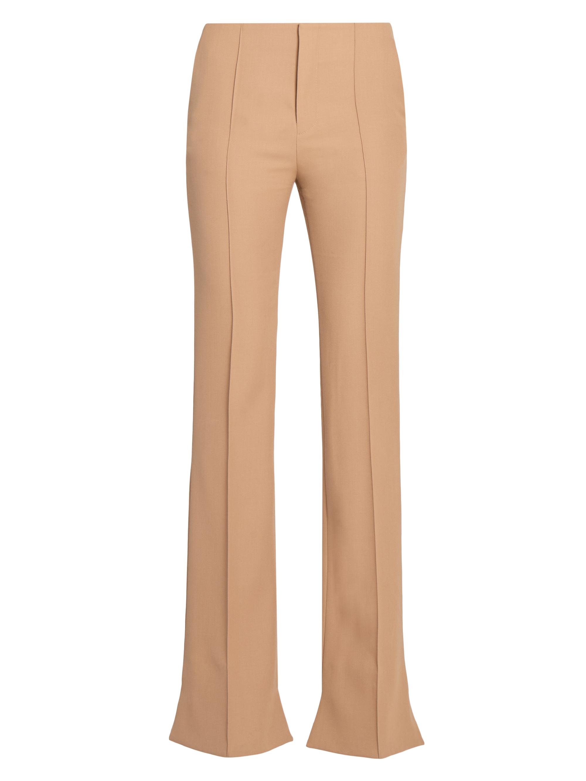 Chloé Women's Wool Pintuck Step-Hem Trousers - Coconut Brown