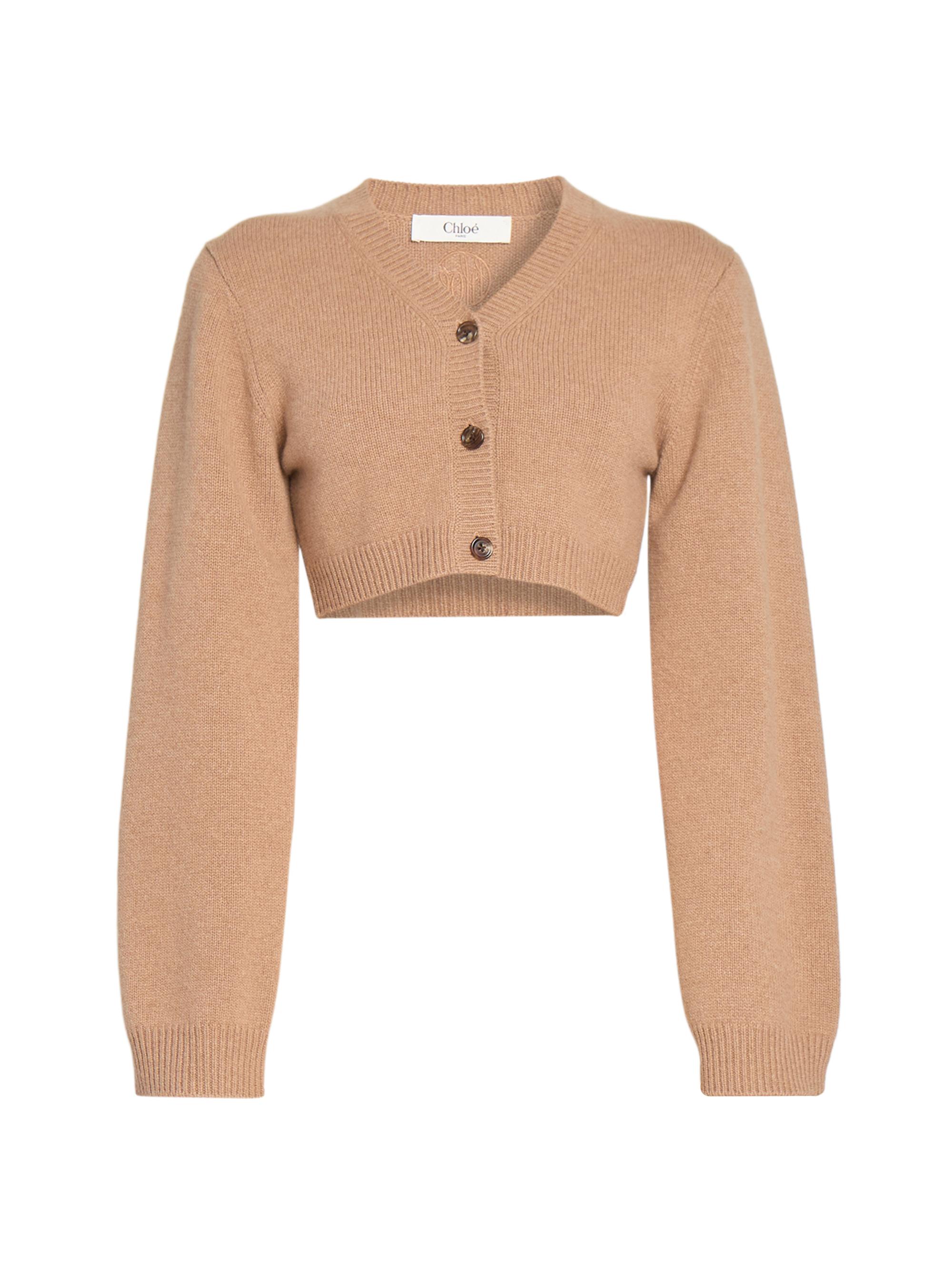 Chloé Women's Cashmere-Blend Crop Cardigan - Burning Camel