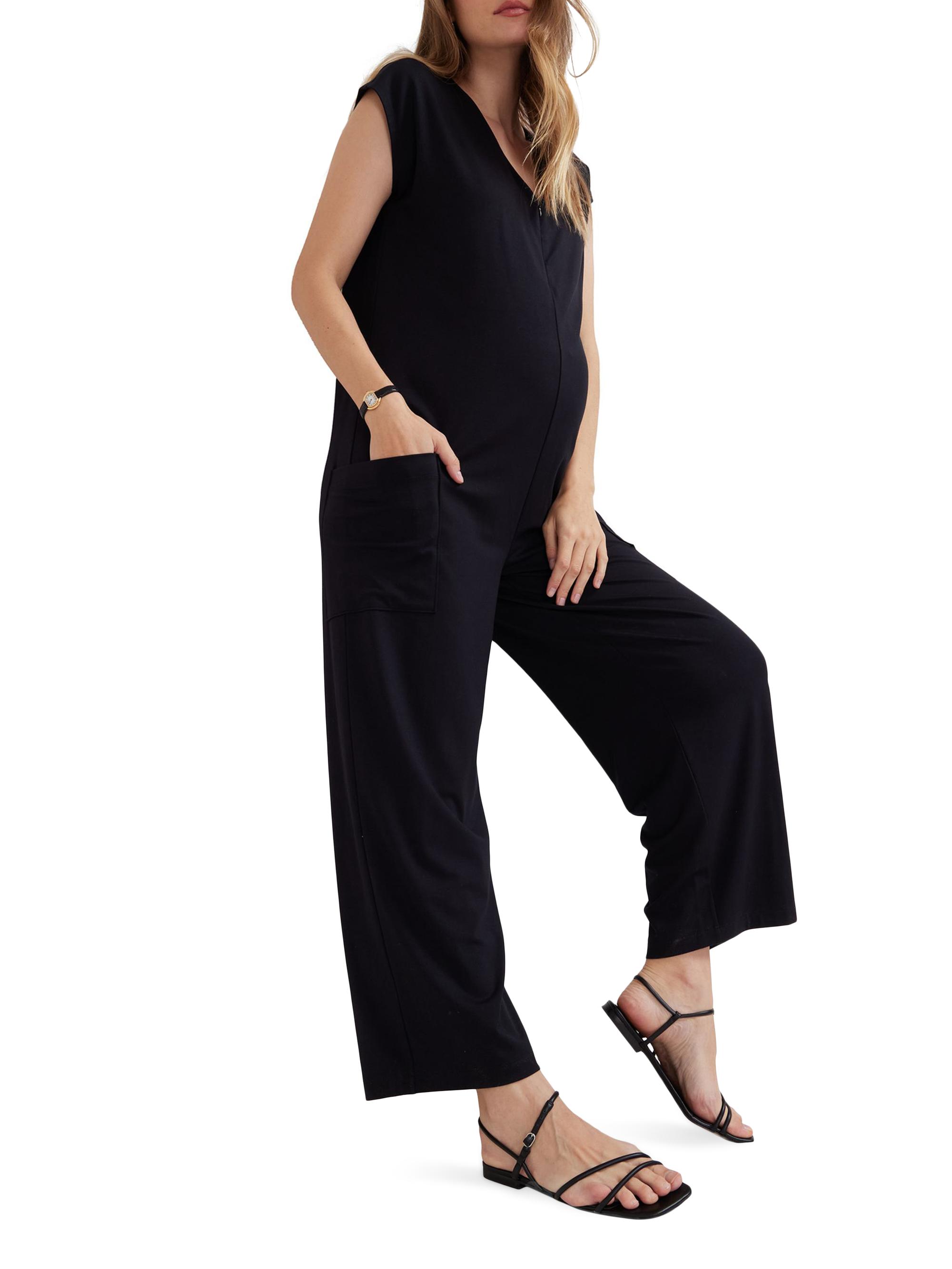 Hatch Women's The Charlotte Maternity Nursing Friendly Jumpsuit - Black