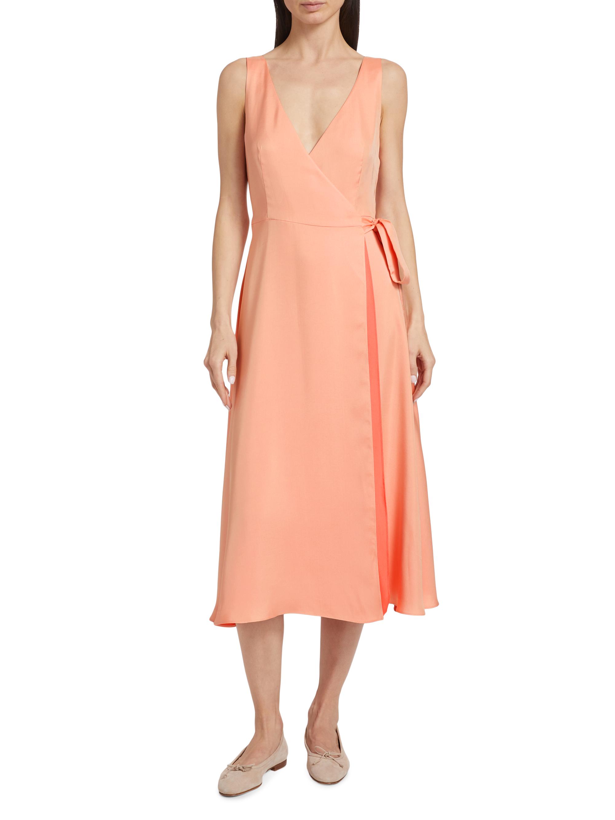 Derek Lam 10 Crosby Women's Kathleen Satin Sleeveless Wrap Midi-Dress - Sunset Sherbert | Thumbnail 3