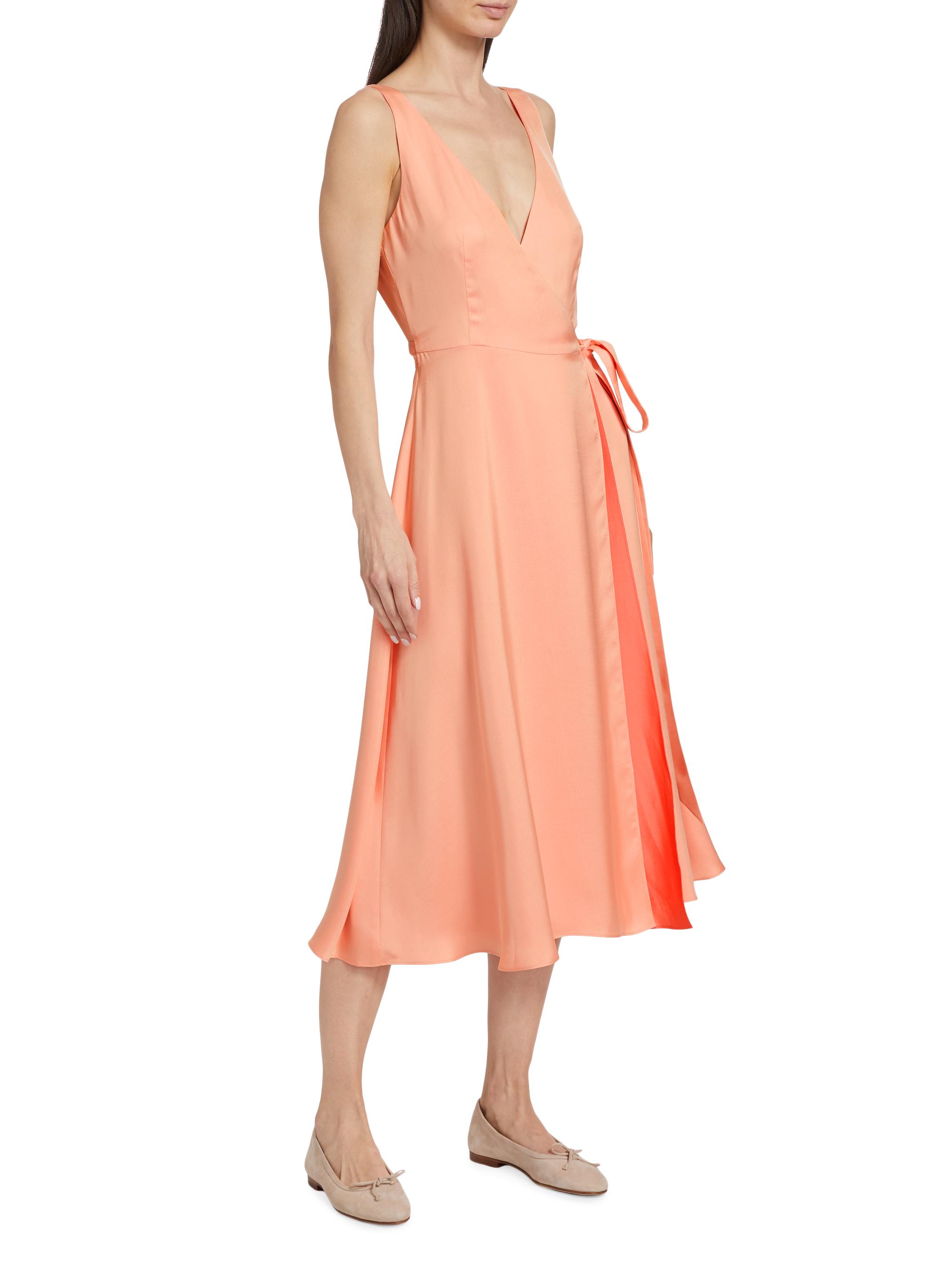 Derek Lam 10 Crosby Women's Kathleen Satin Sleeveless Wrap Midi-Dress - Sunset Sherbert | Thumbnail 4