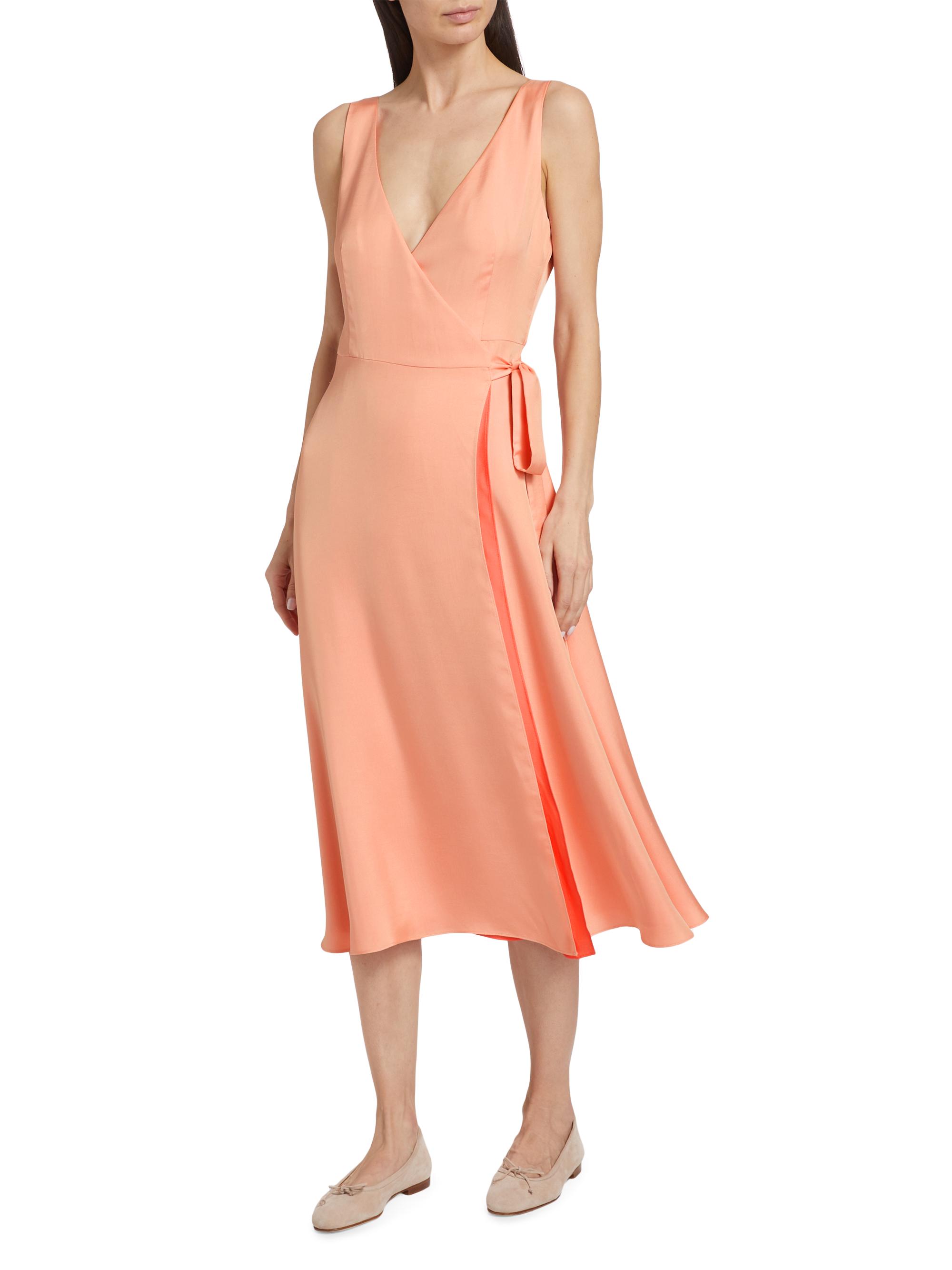 Derek Lam 10 Crosby Women's Kathleen Satin Sleeveless Wrap Midi-Dress - Sunset Sherbert | Thumbnail 2