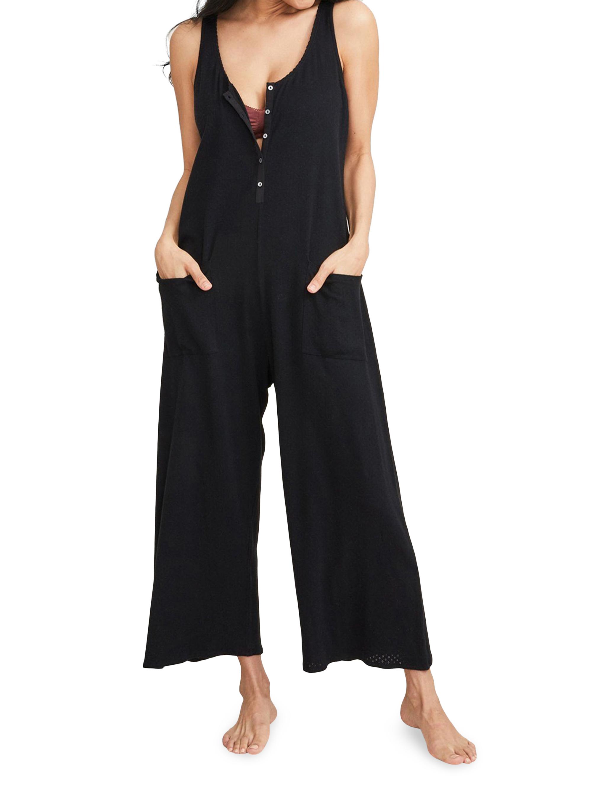 Hatch Women's The Cotton Maternity Nursing Friendly Jumpsuit - Black
