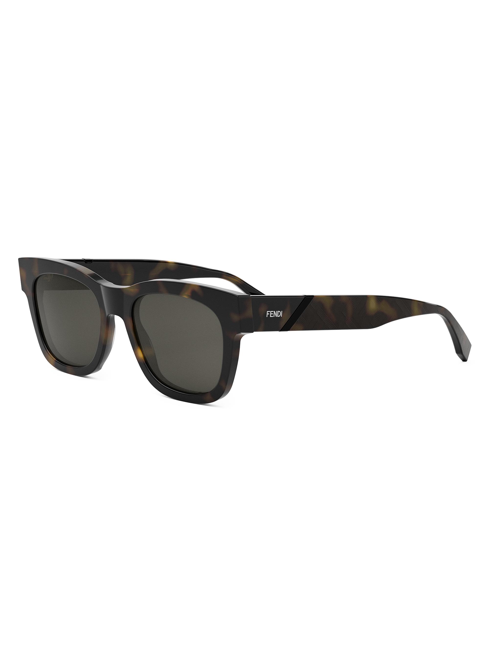 Fendi Men's 52MM Square Sunglasses - Dark Havana Grey