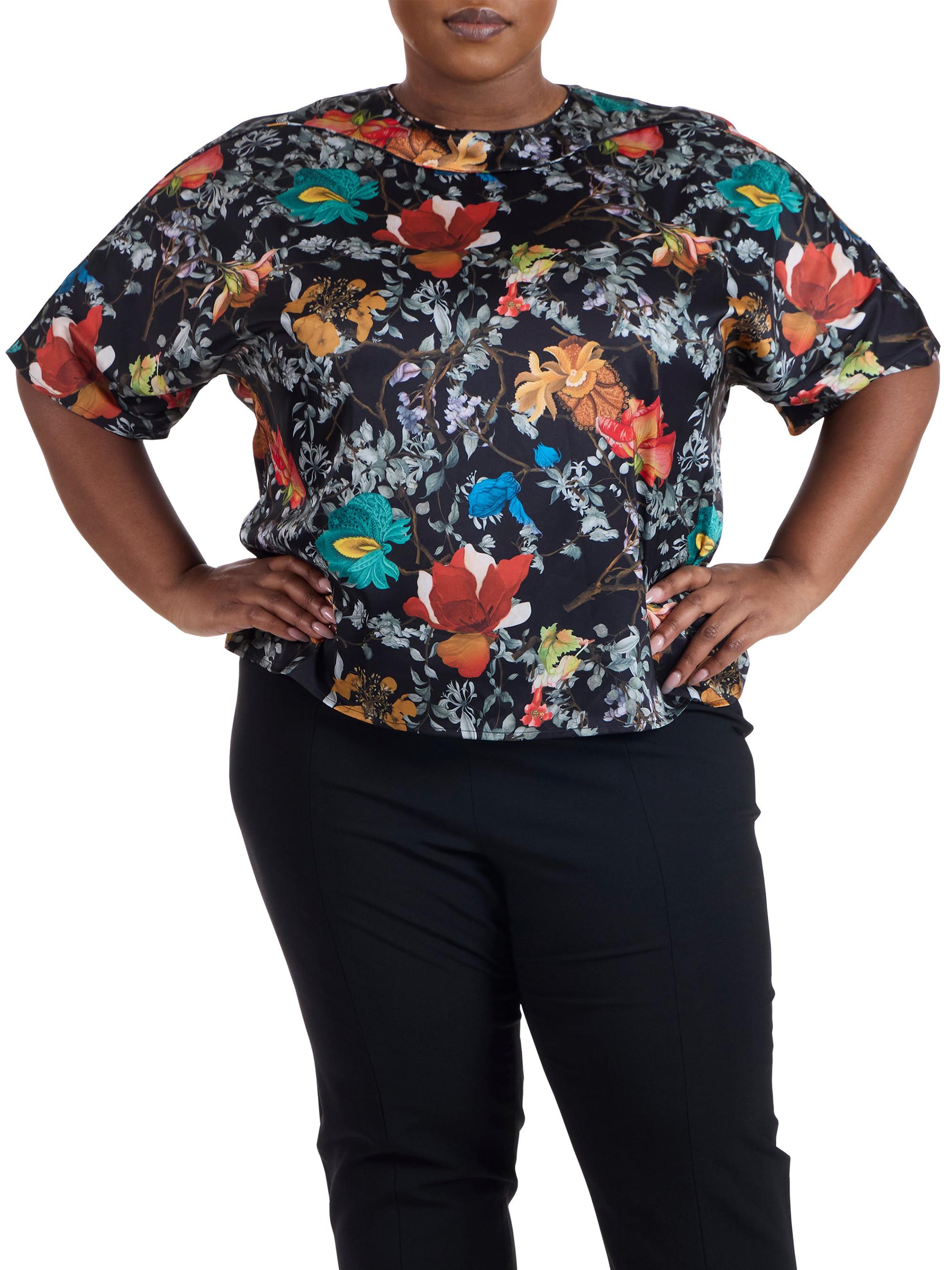 Pari Passu Women's Marni Blouse with Leaves Print - Black Multi