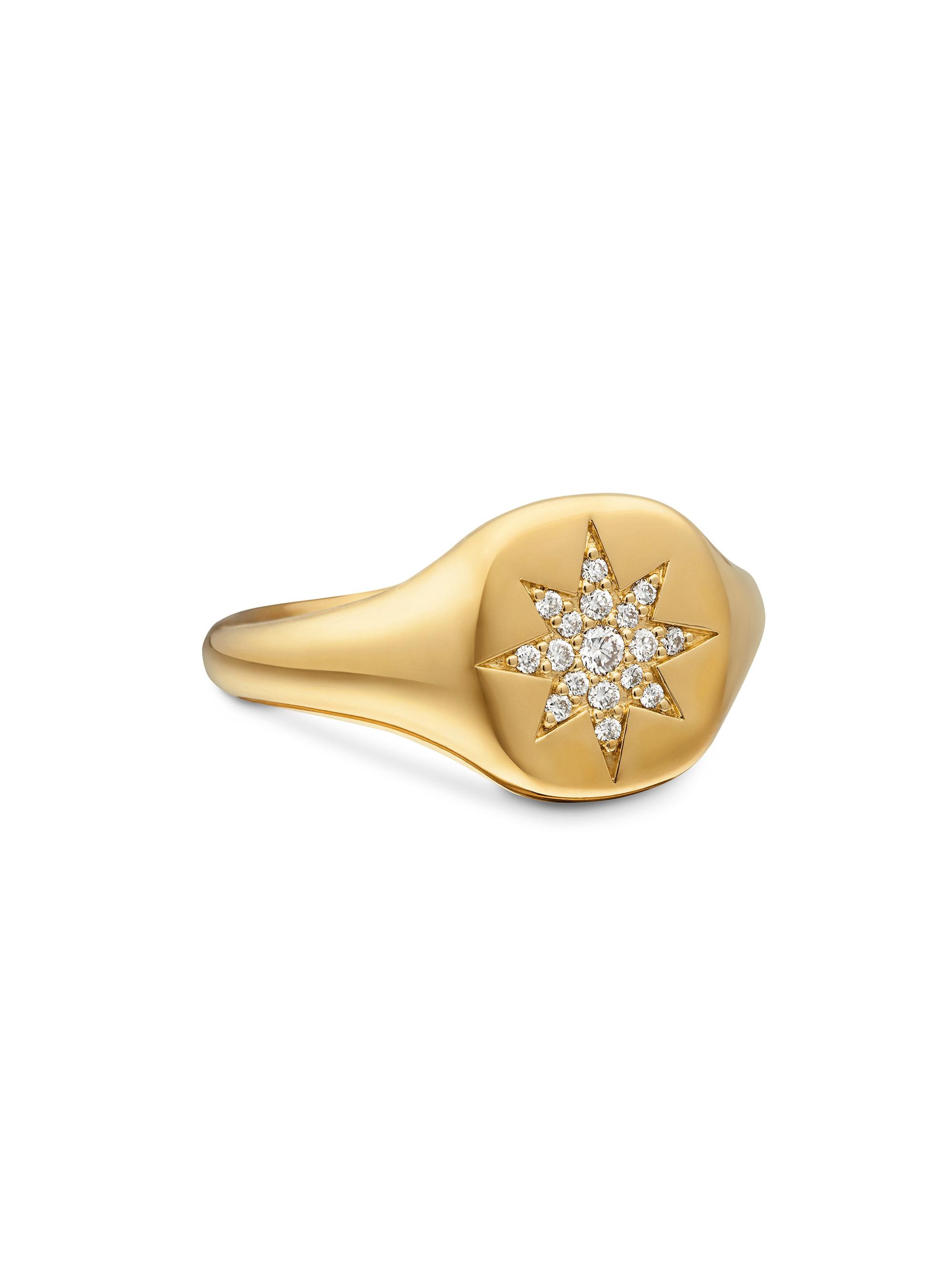 David Yurman Women's Cable Collectibles Compass Pinky Ring in 18K Yellow Gold - Diamond