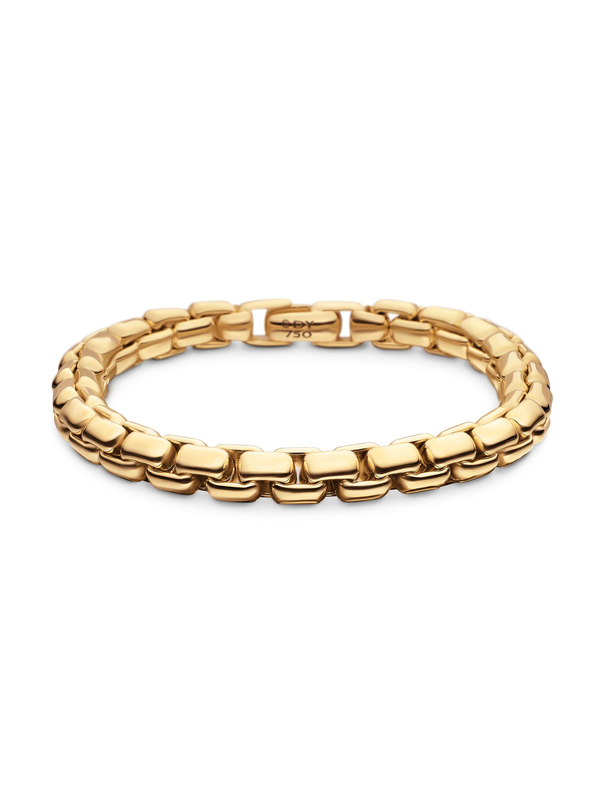 David Yurman Men's Box Chain Bracelet in 1K Yellow Gold, 7.3MM - Gold