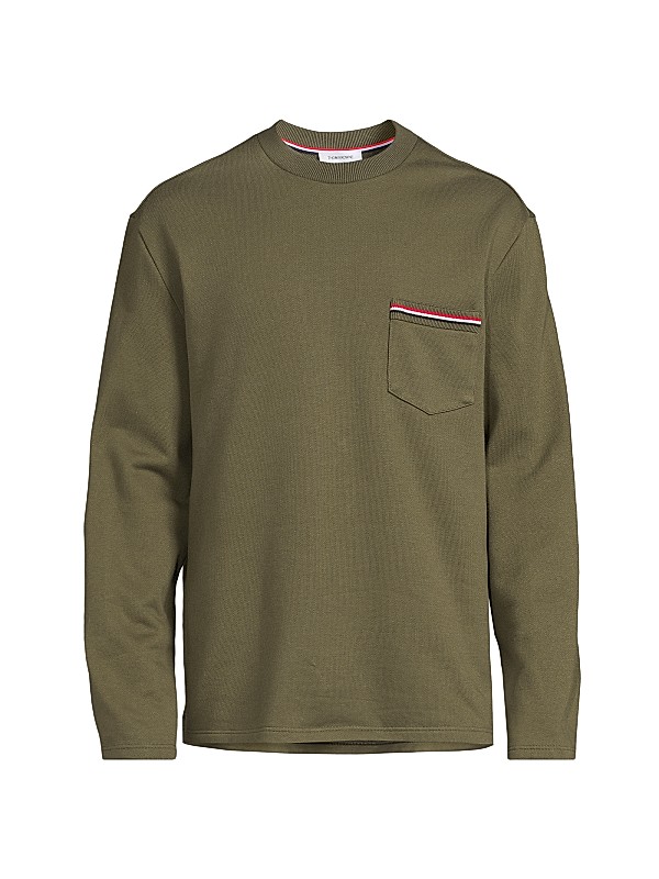 Shop Thom Browne Cotton Oversized Crewneck Sweatshirt | Saks Shop Thom Browne Cotton Oversized Crewneck Sweatshirt | Saks