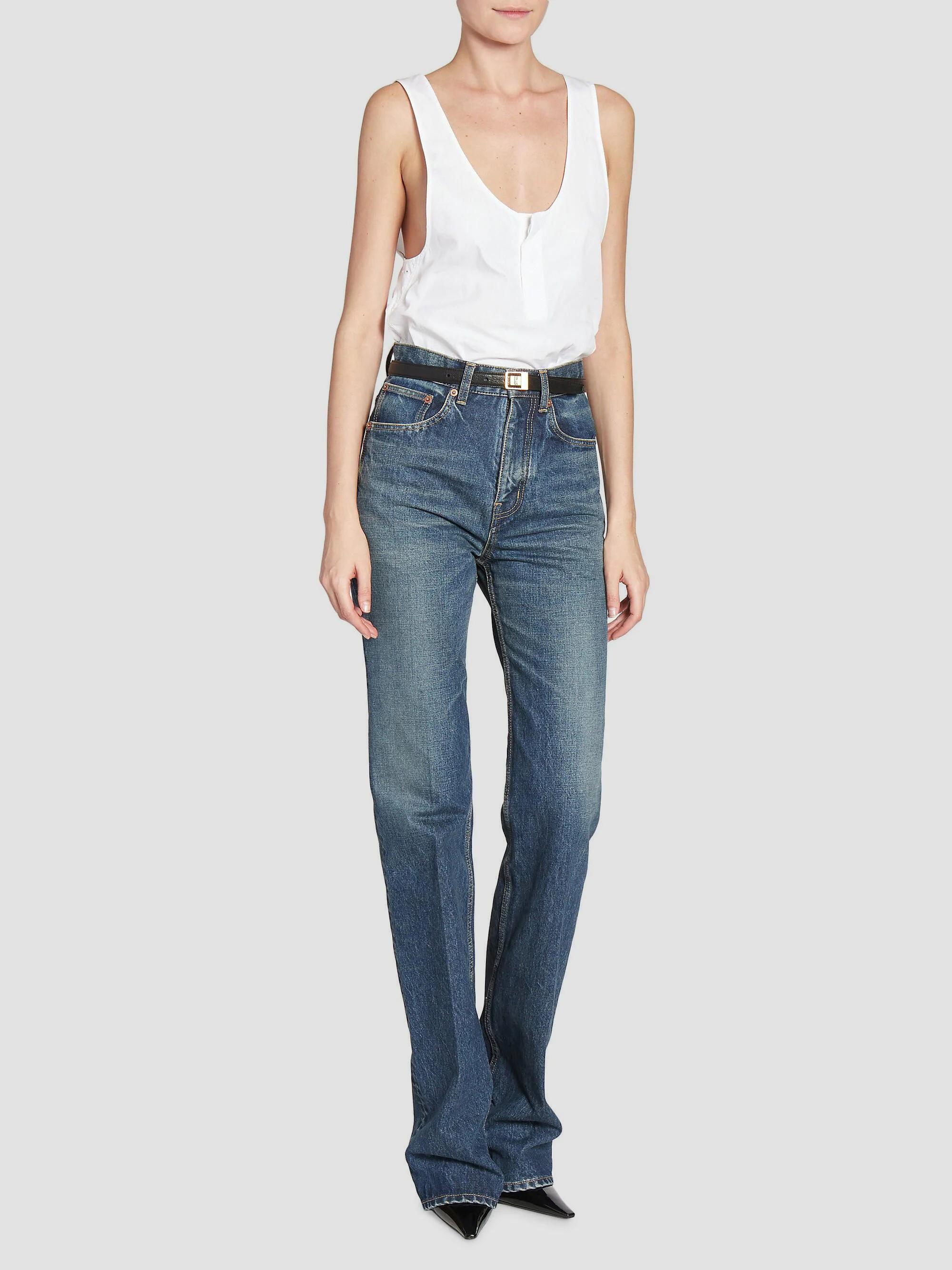 Saint Laurent LA 66 Buckle Thin Belt in Grained Lambskin  display picture 1