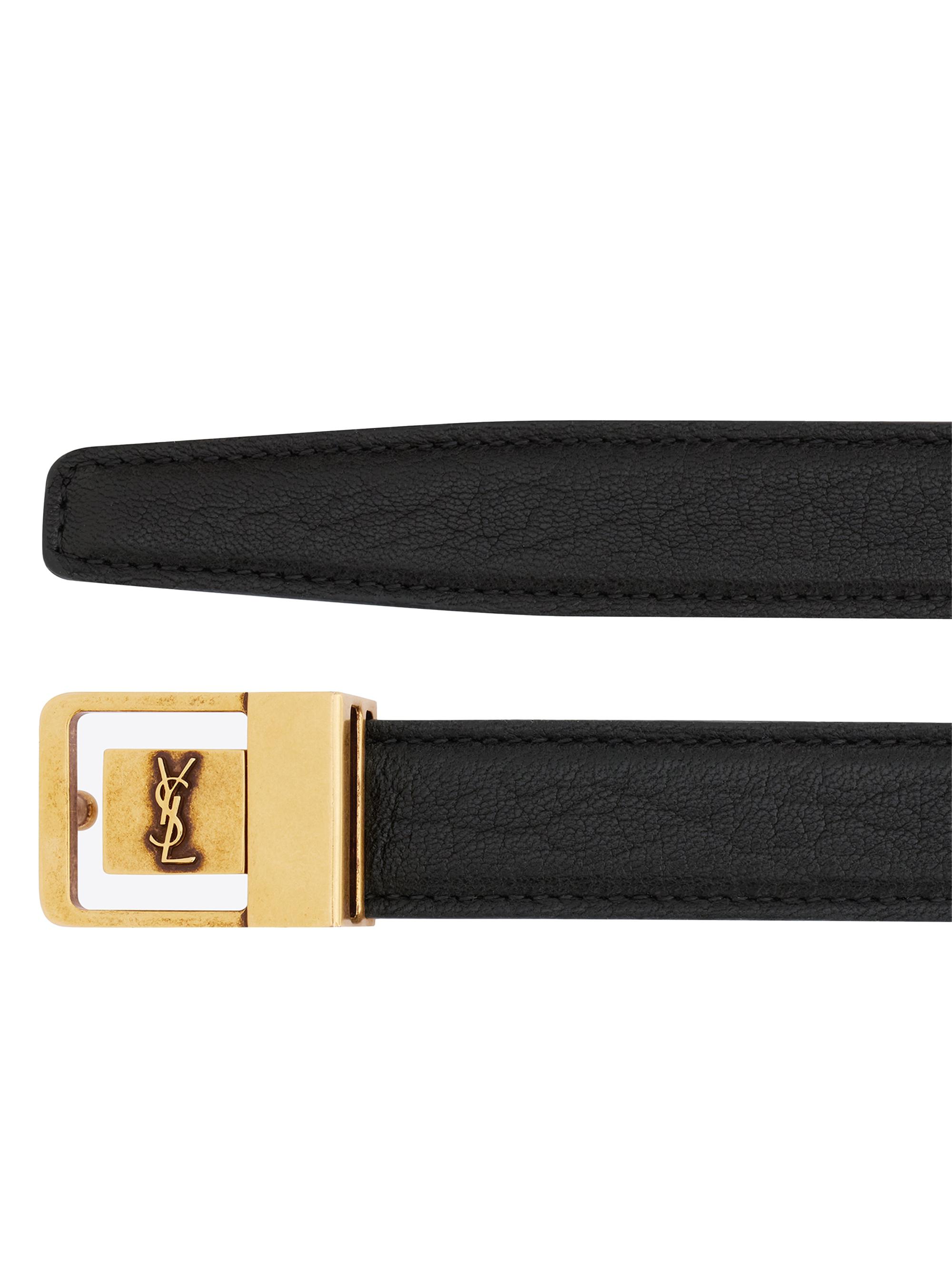 Saint Laurent LA 66 Buckle Thin Belt in Grained Lambskin | Saks