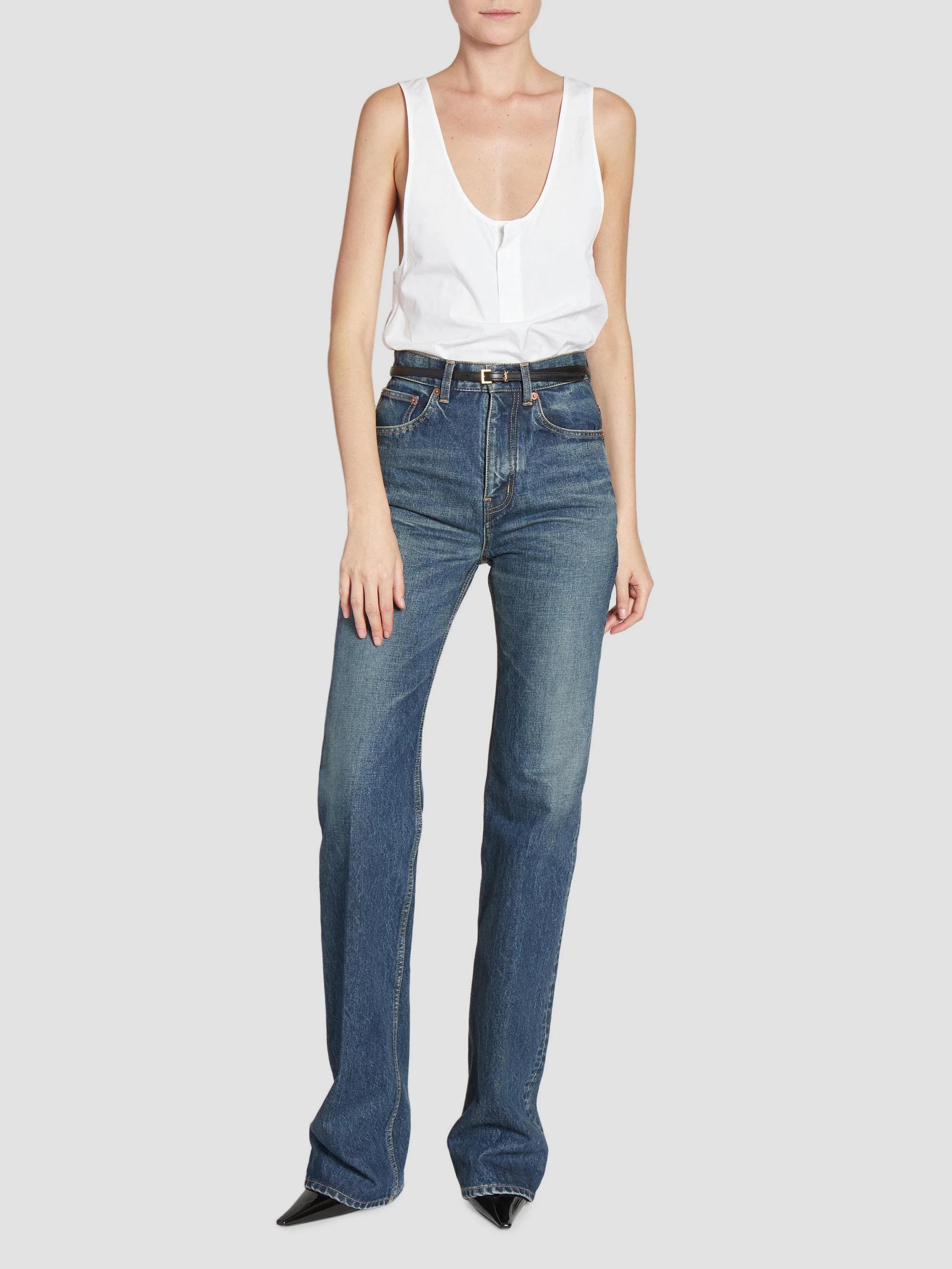Saint Laurent Cassandre Extra Thin Belt in Smooth Leather  display picture 1