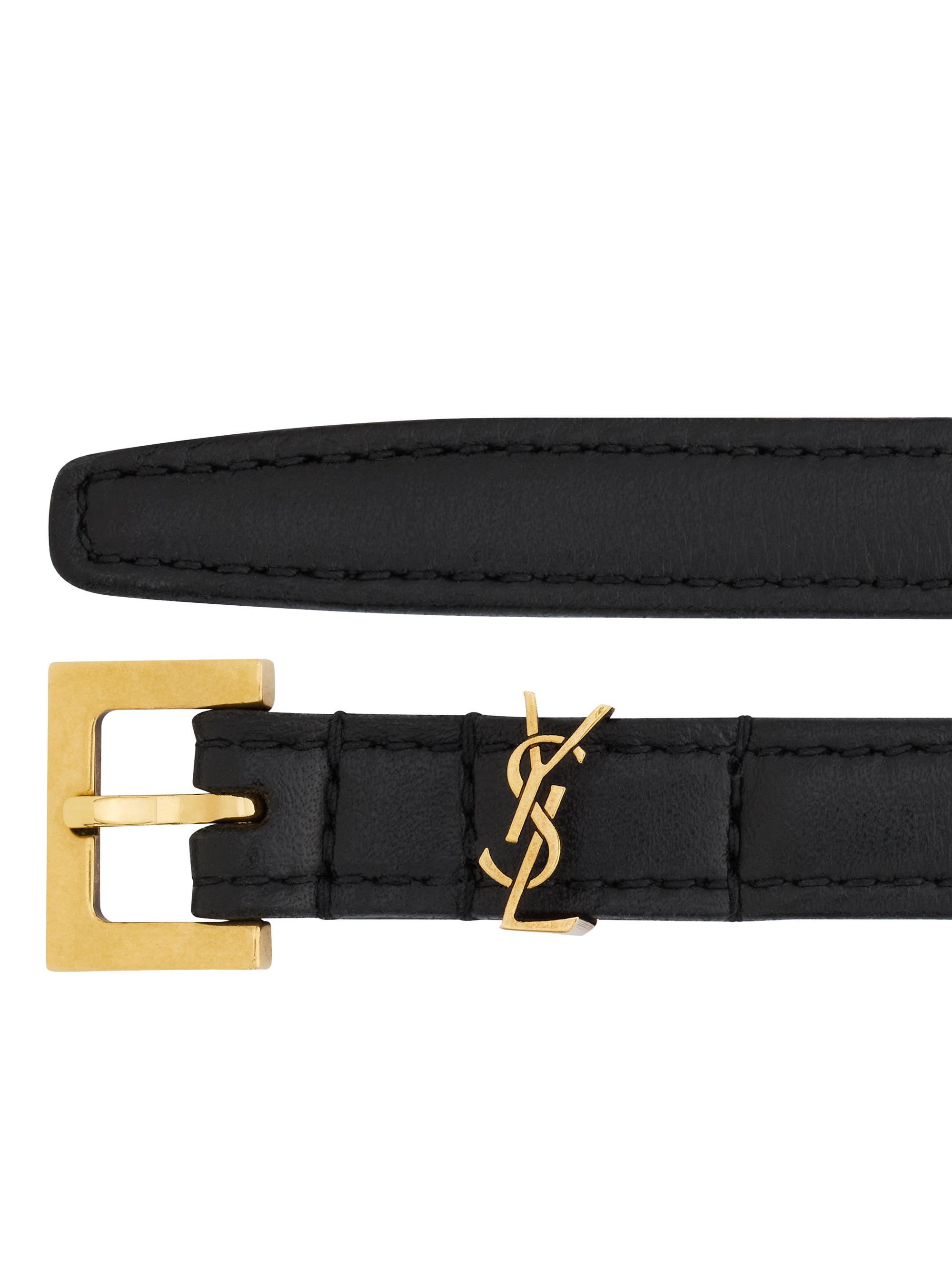 Saint Laurent Cassandre Extra Thin Belt in Smooth Leather