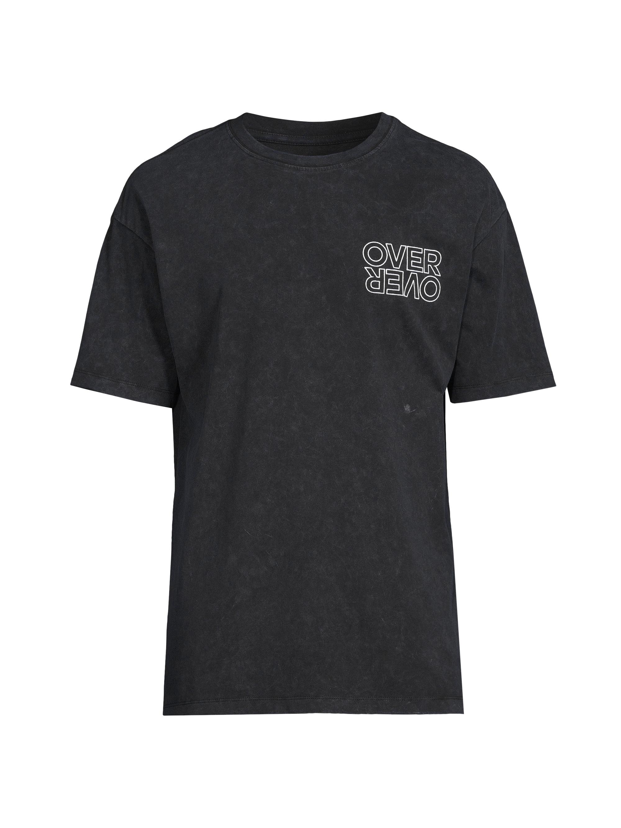 OVER OVER Men's Easy Logo Cotton T-Shirt - Black