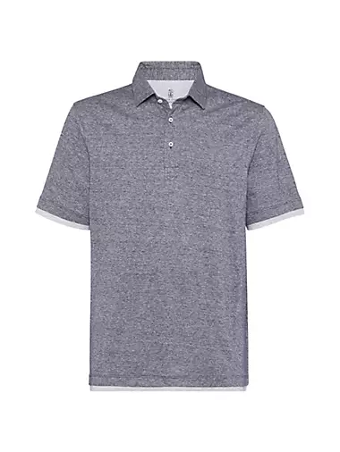Linen and Cotton Jersey Style Collar Polo Shirt