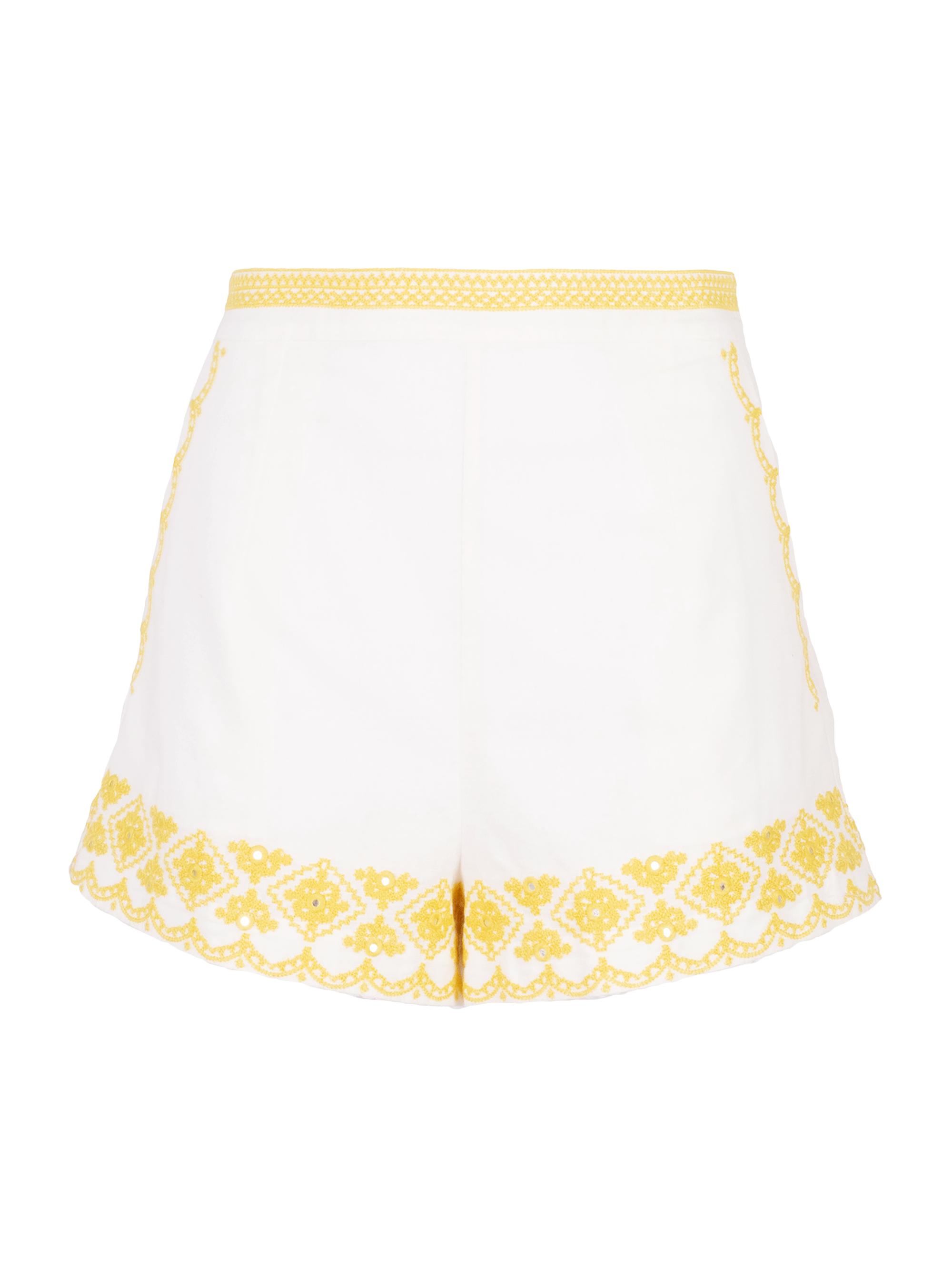 Secret Mission Women's St Lucia Gina Embroidered Cotton-Blend Shorts - Creme