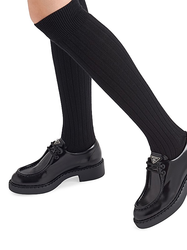Shop Prada Brushed Leather Lace-Up Shoes | Saks Fifth Avenue Shop Prada Brushed Leather Lace-Up Shoes | Saks Fifth Avenue