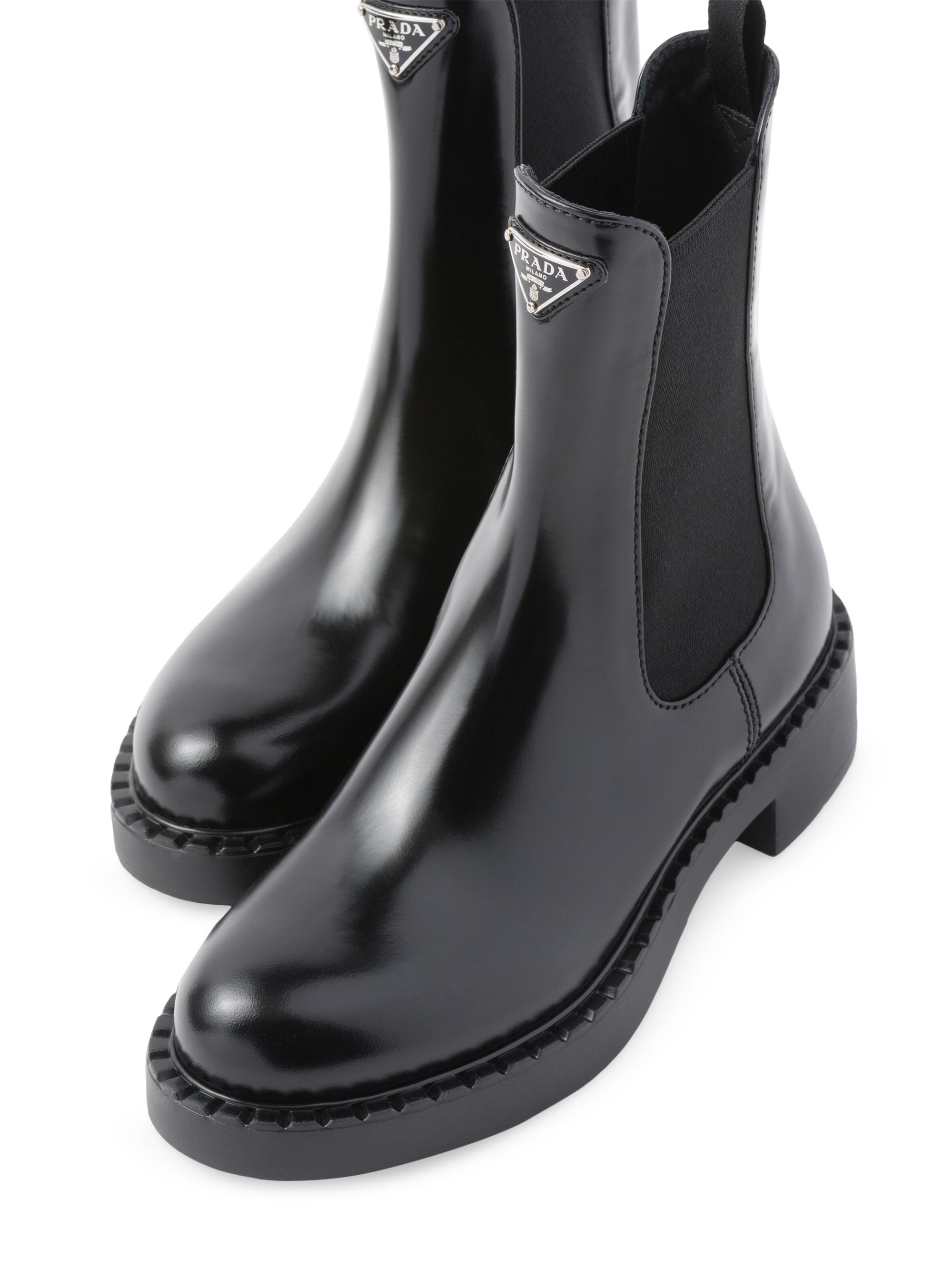 Prada Brushed Leather Booties | Saks Fifth Avenue