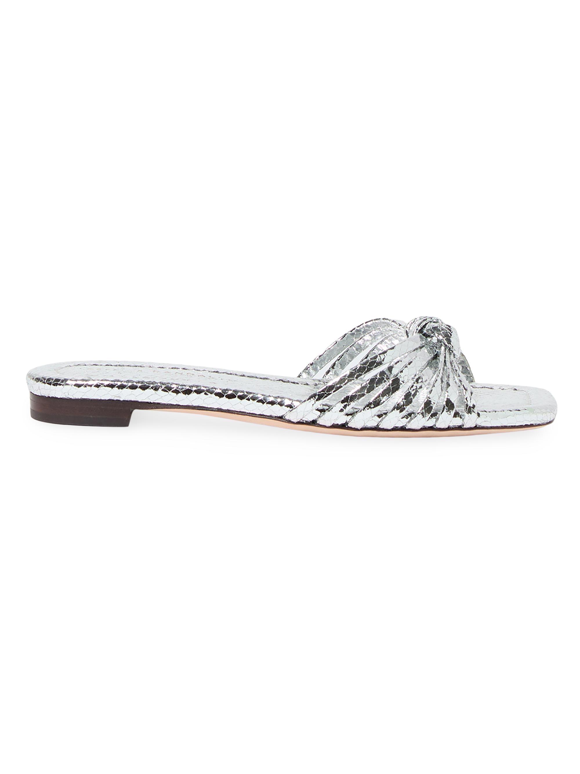 Loeffler Randall Women's Izzie Knotted Leather Sandals - Silver