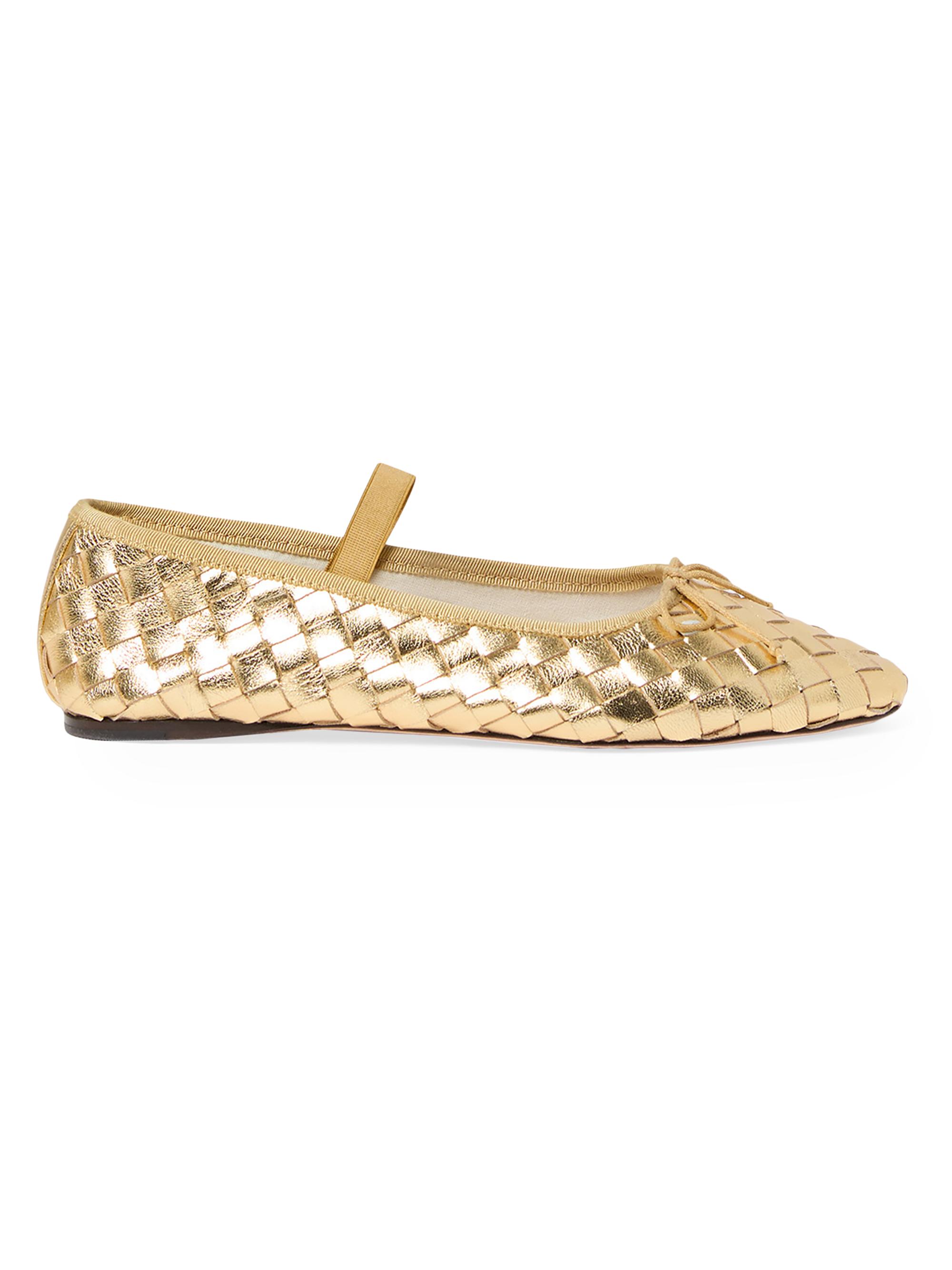 Loeffler Randall Women's Leonie Leather Ballet Flats - Gold