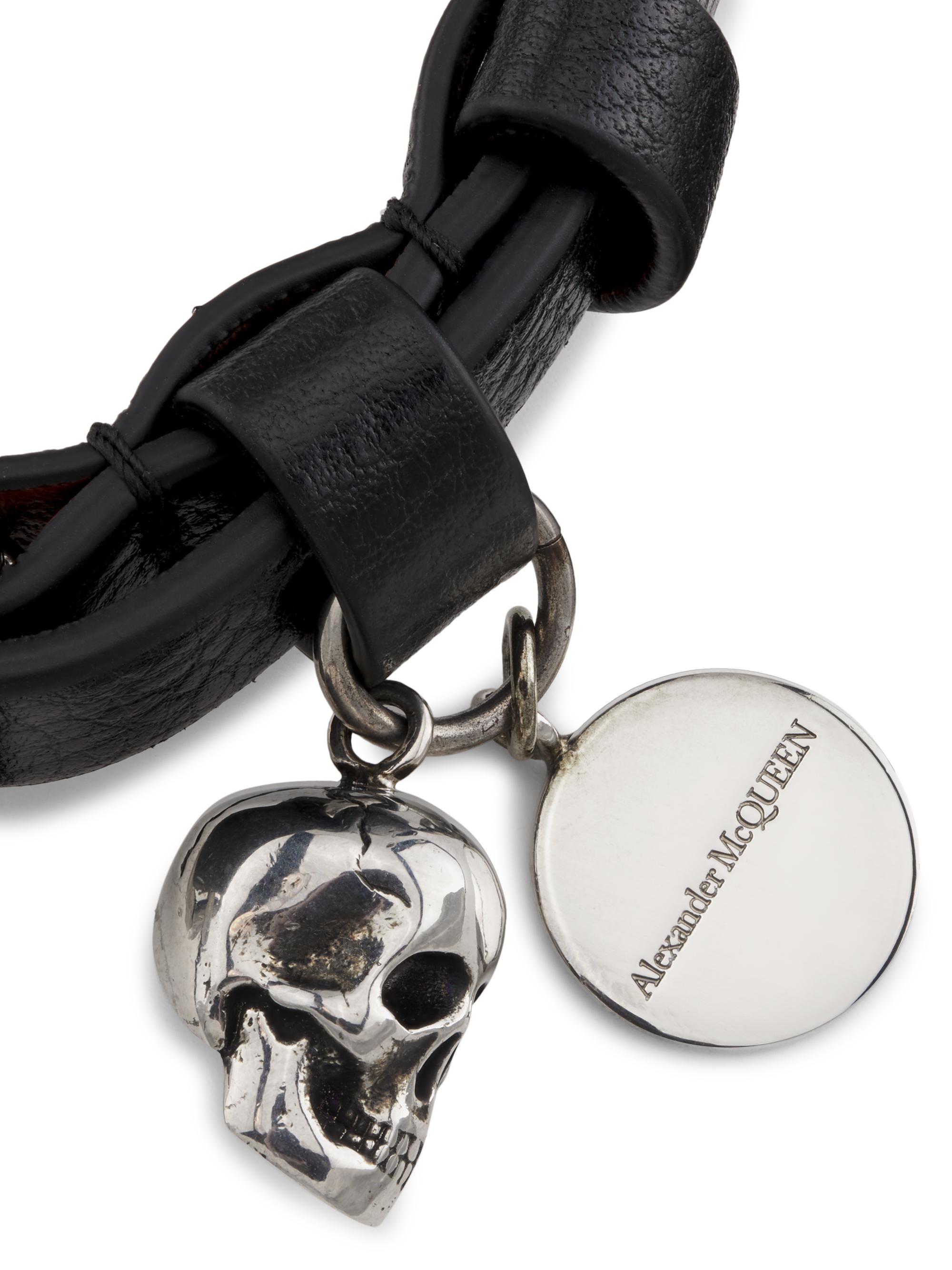 McQueen Studded Leather Wrap Bracelet | Saks Fifth Avenue