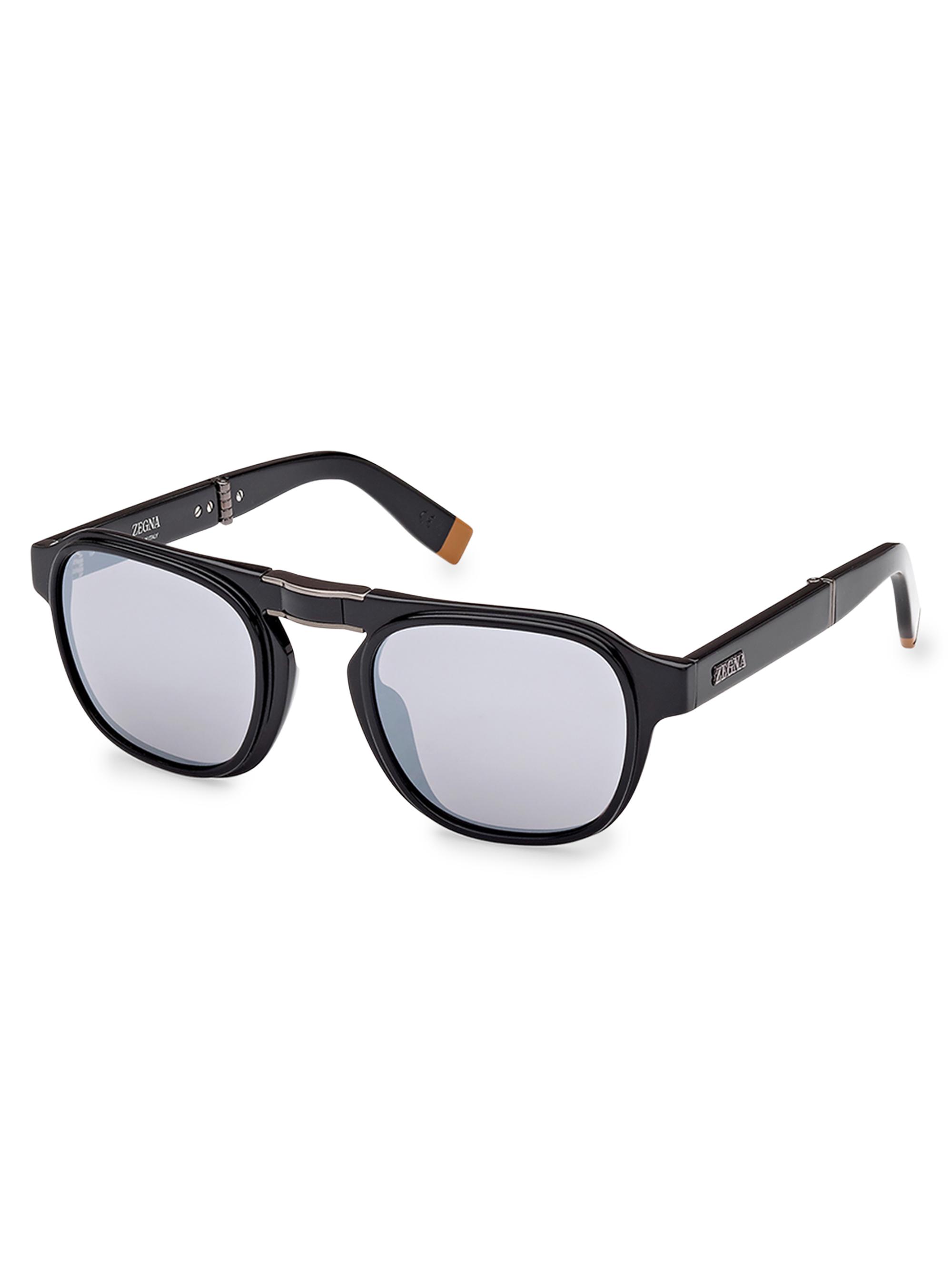 ZEGNA Men's 52MM Round Sunglasses - Black Smoke Grey