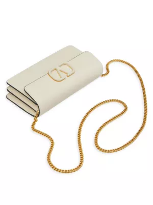 VLogo Signature Small leather wallet on chain