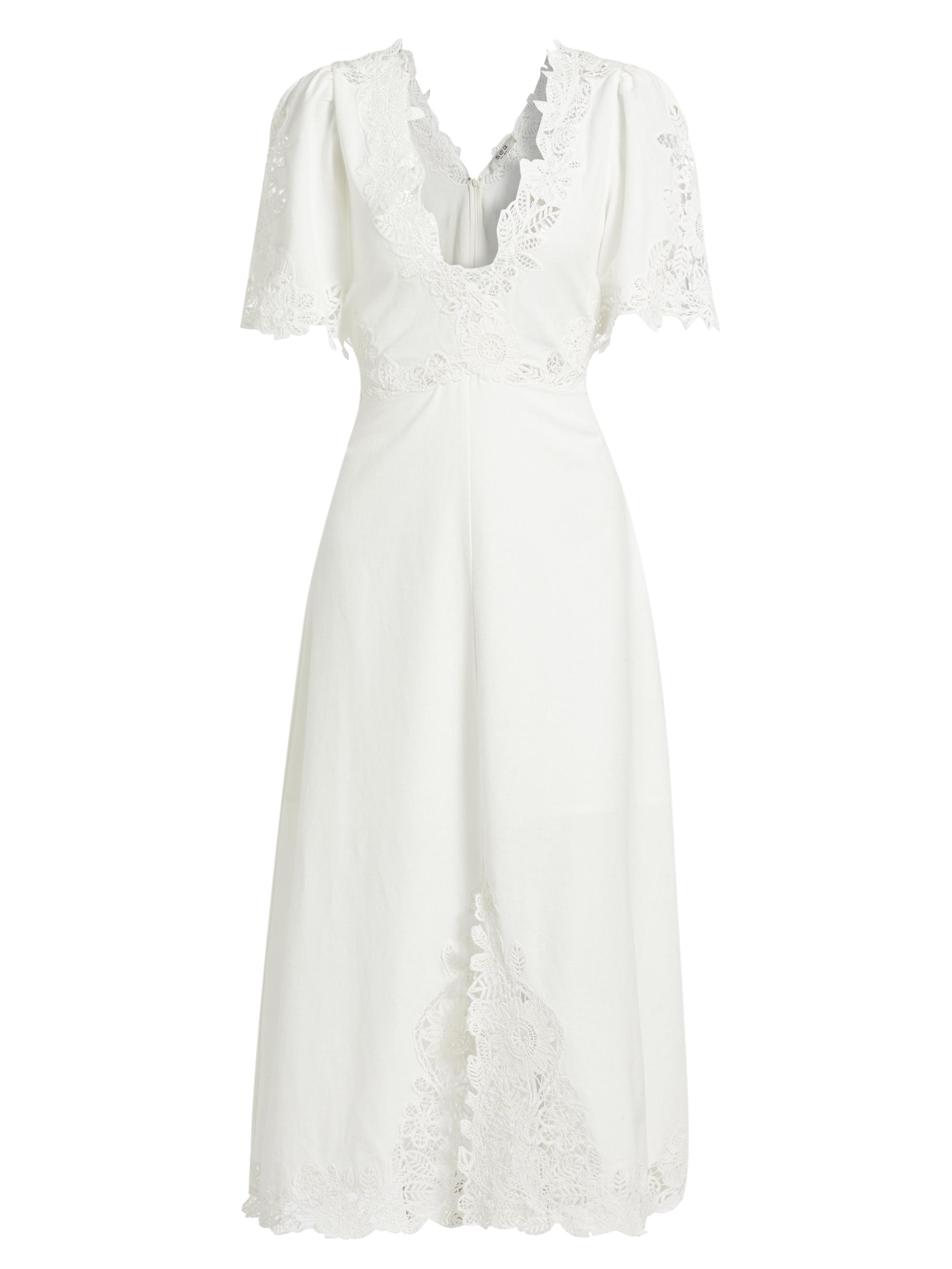 Sea Women's Marcella Lace V-Neck Midi-Dress - White