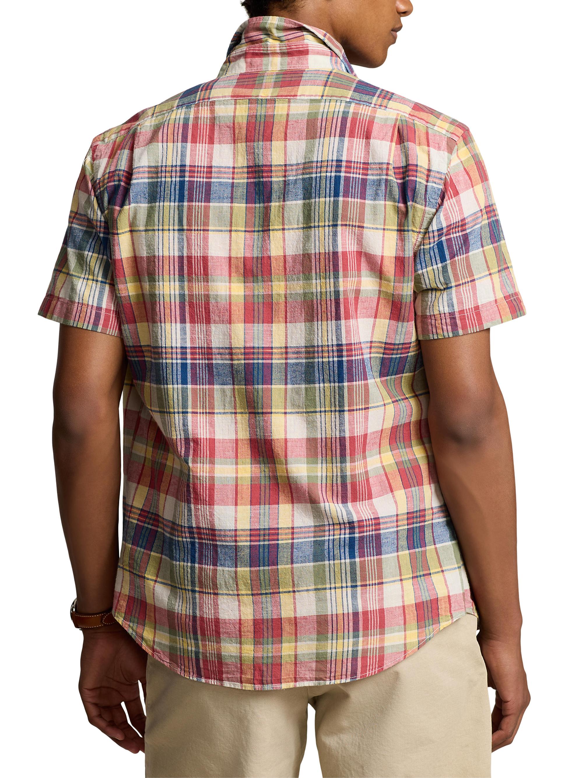 ラルフローレン 90s linen silk shirt M madras 90s RALPH LAUREN MADRAS CHECK SHIRTS HAND WOVEN SIZE M - MATIN