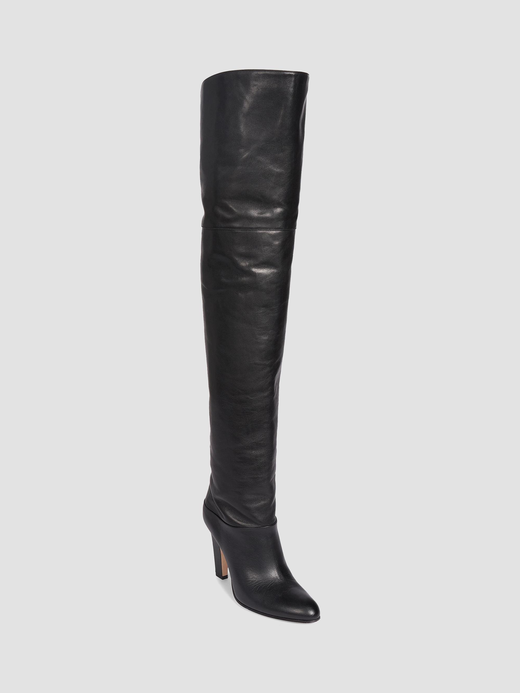 leather dress boots over the knee Macao western knee-high tall in Black women's shoes The sole isolates perfectly against wetness and cold and keep your feet warm and dry Mona Buckle Detail Knee High
