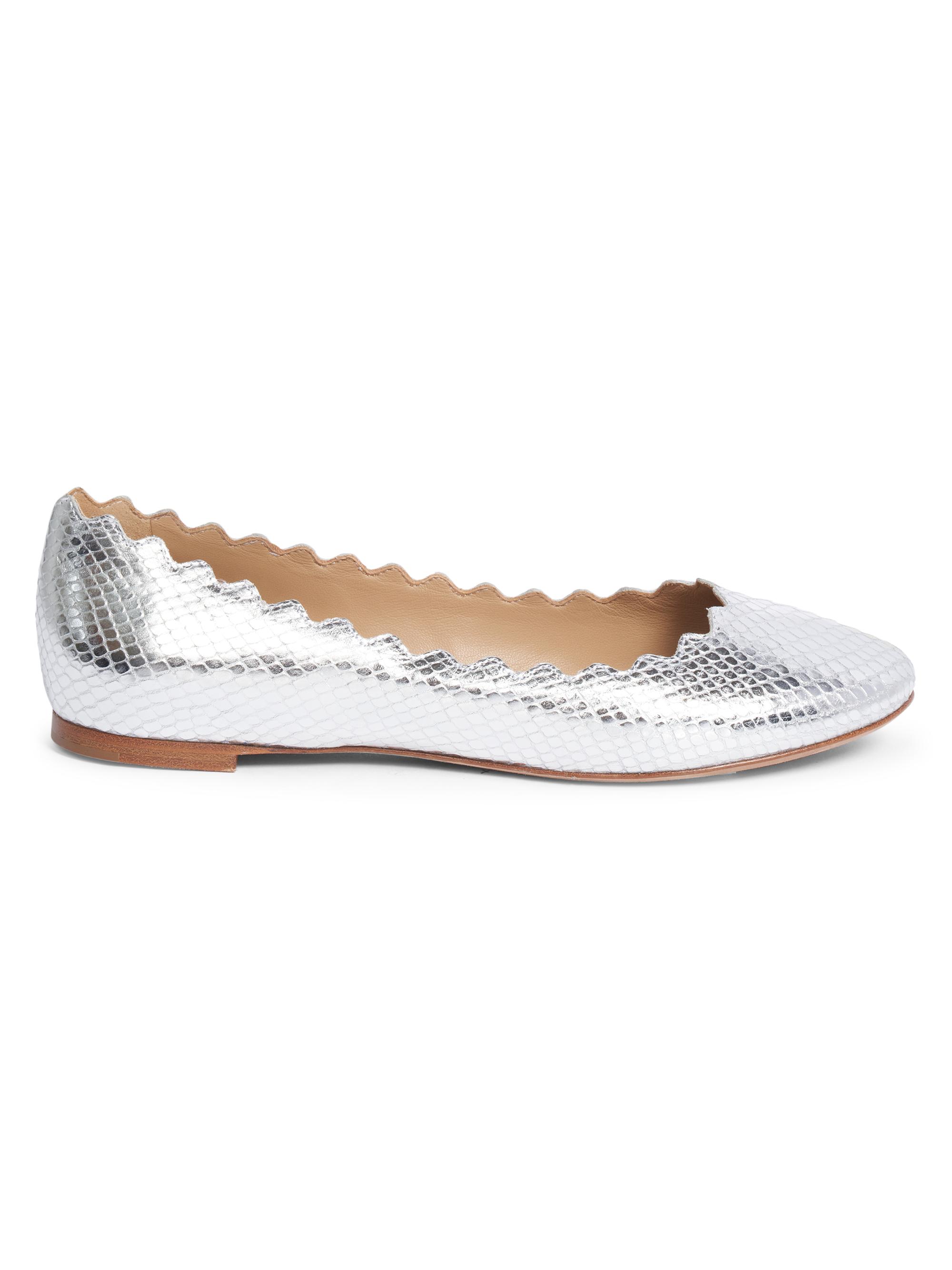 Chloé Women's Lauren Leather Ballerina Flats - Silver