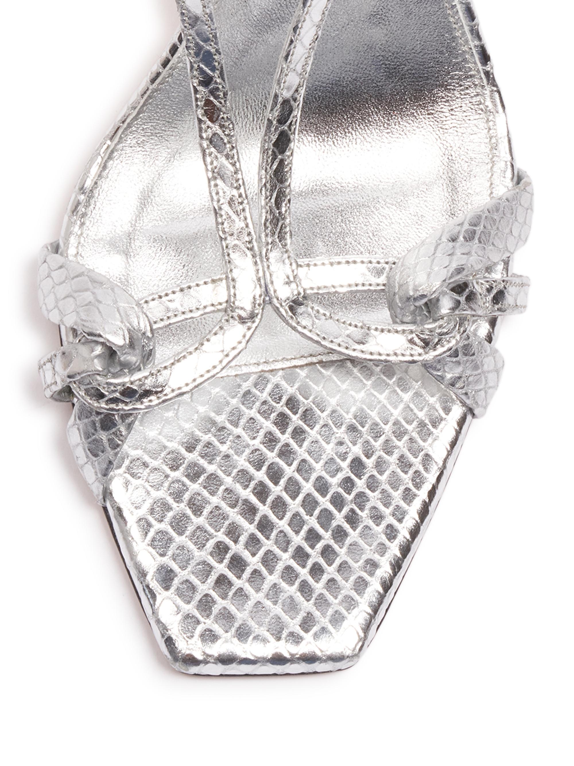 Chloé Nour Crocodile-Embossed Metallic Leather Sandals | Saks