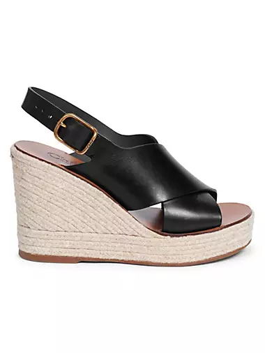 Pary Leather Espadrille Wedge Sandals
