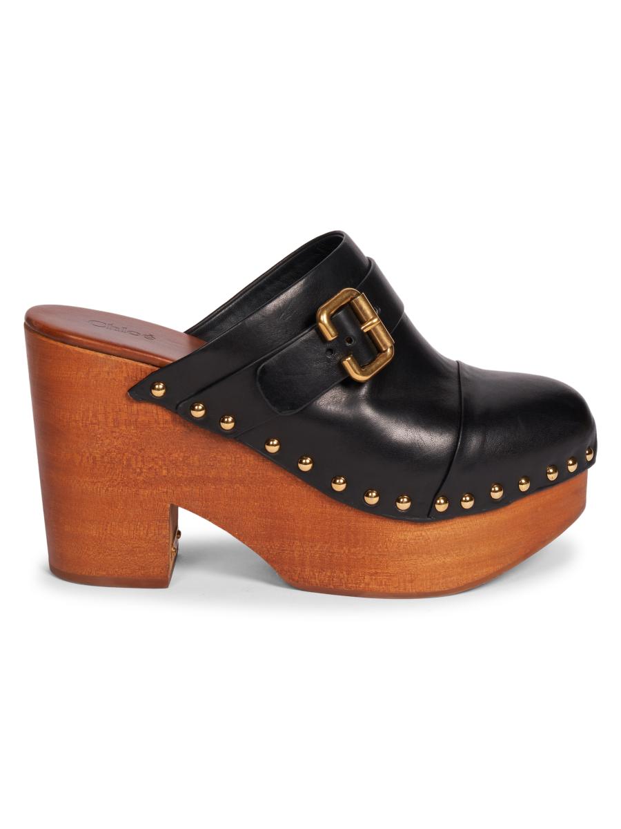 【関税＆送料込み】ChloAC Jeannette Wedge Clogs Chloé Jeannette Leather Clogs | Saks Fifth Avenue