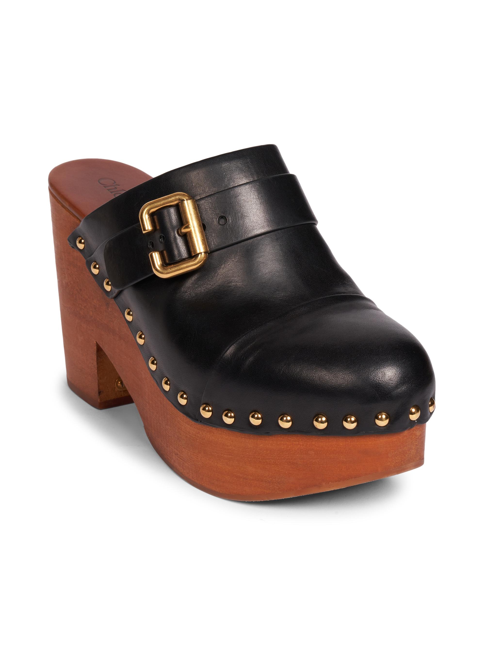 Chloé Jeannette 40MM Leather Clogs | Saks Fifth Avenue