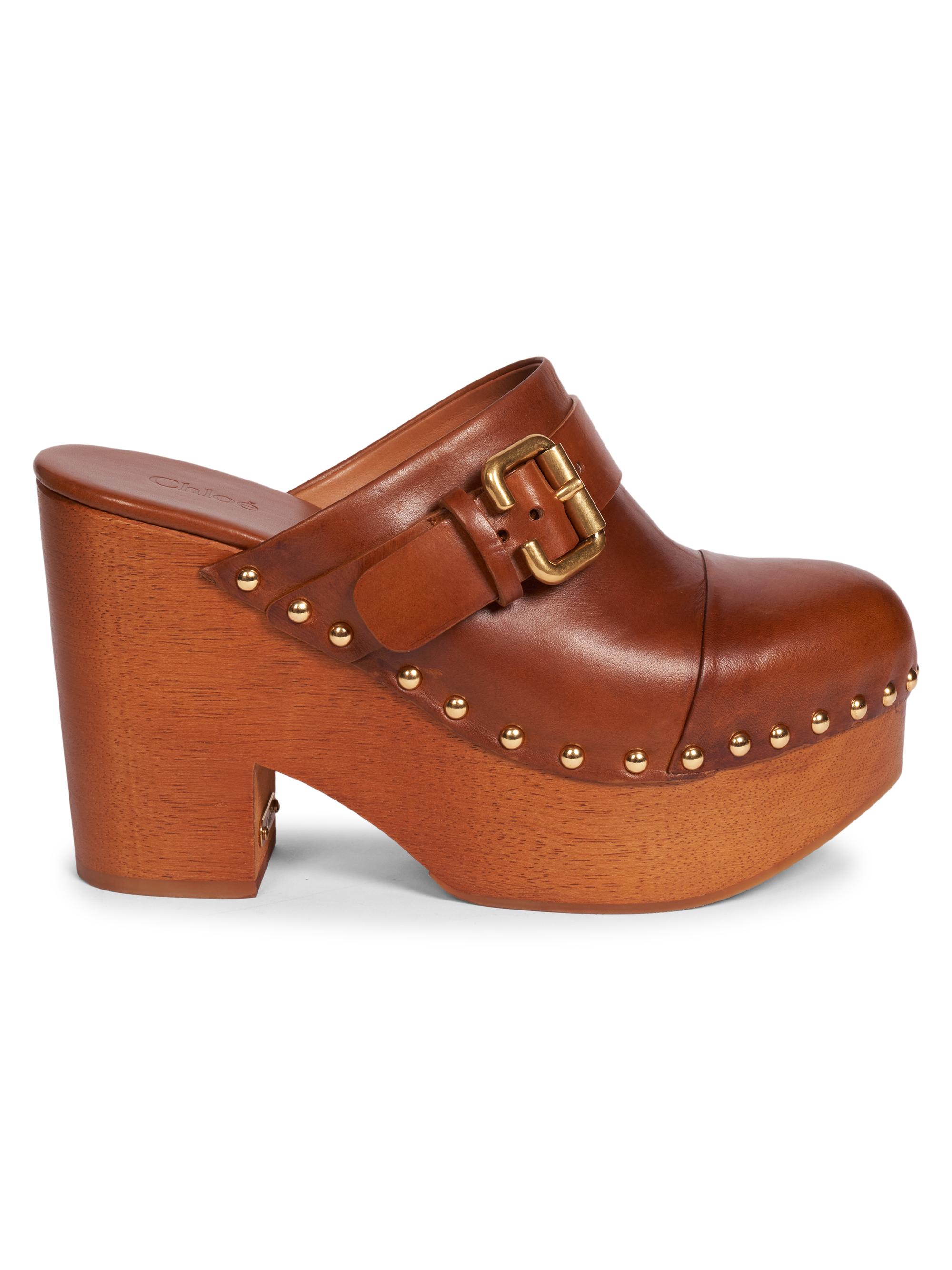Chloé Women's Jeannette 40MM Leather Clogs - Ginger Brown