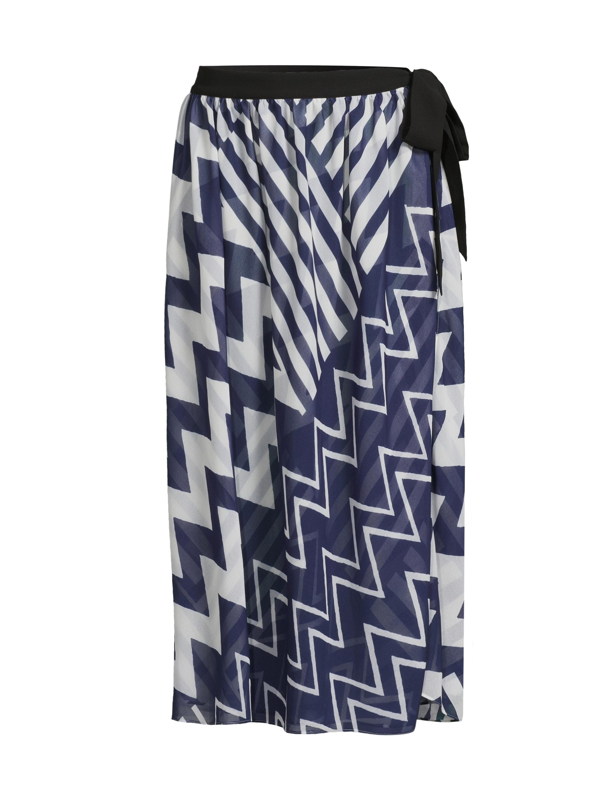 Milly Women's Patchwork Chevron Cover-Up Midi-Skirt - Blue White