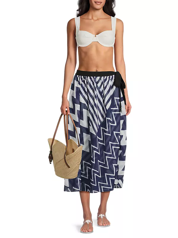 Shop Milly Patchwork Chevron Cover-Up Midi-Skirt | Saks Fifth Avenue