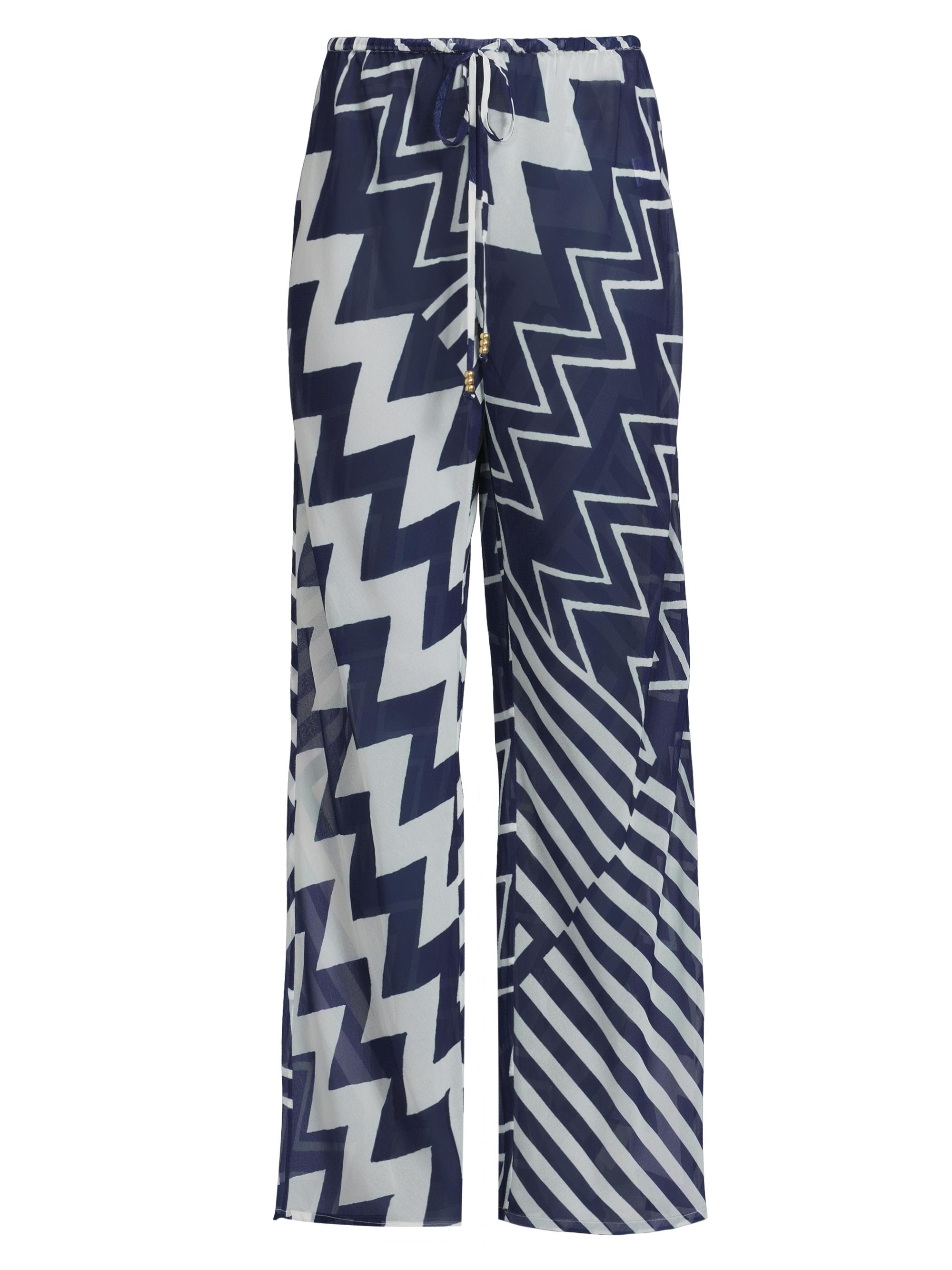Milly Women's Patchwork Chevron Cover-Up Pants - Blue White