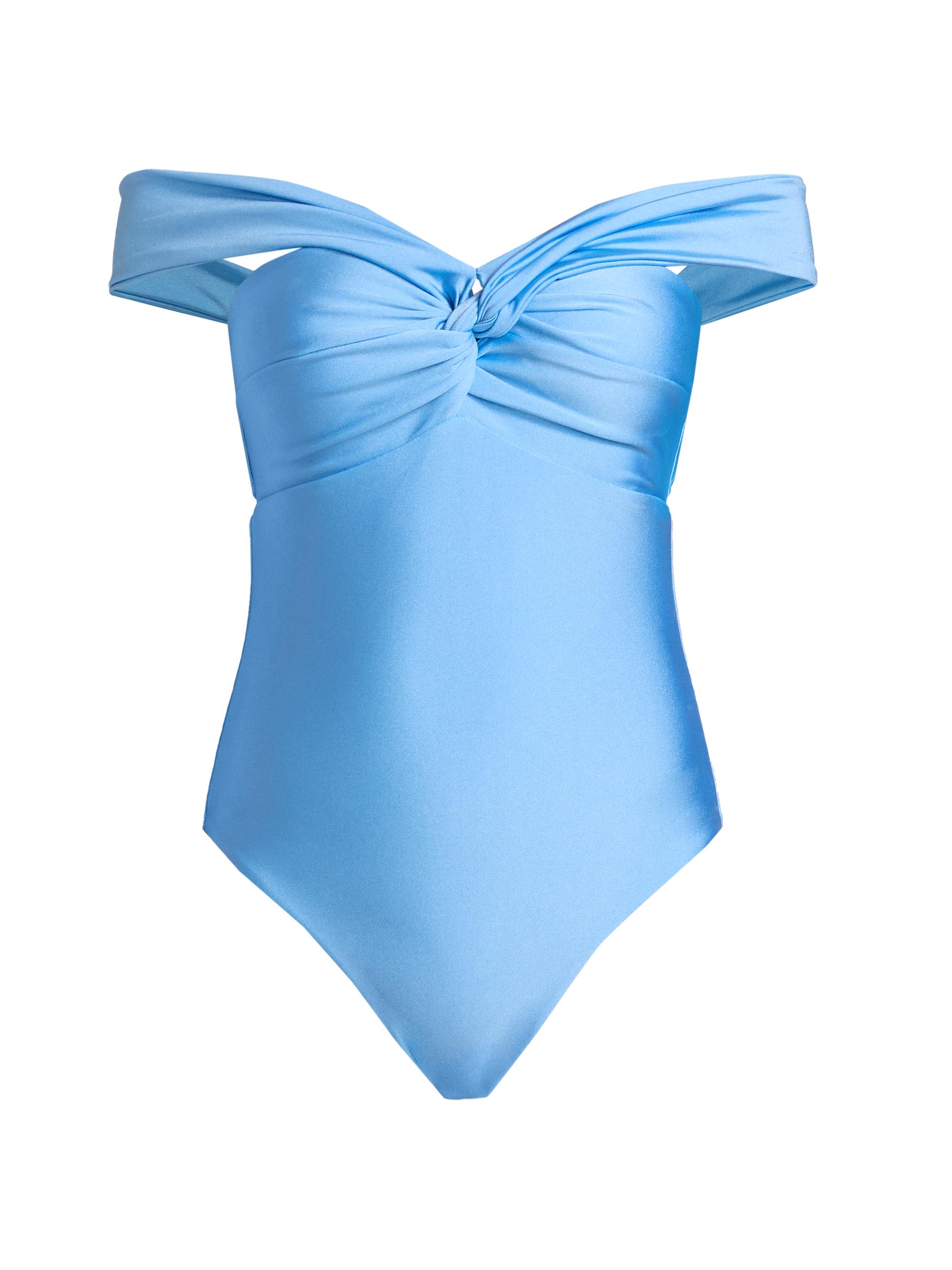 Milly Women's Betsy Knotted Bandeau One-Piece Swimsuit - Mineral Blue
